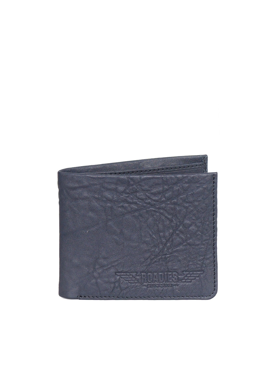 

Justanned Men Blue Textured Leather Two Fold Wallet