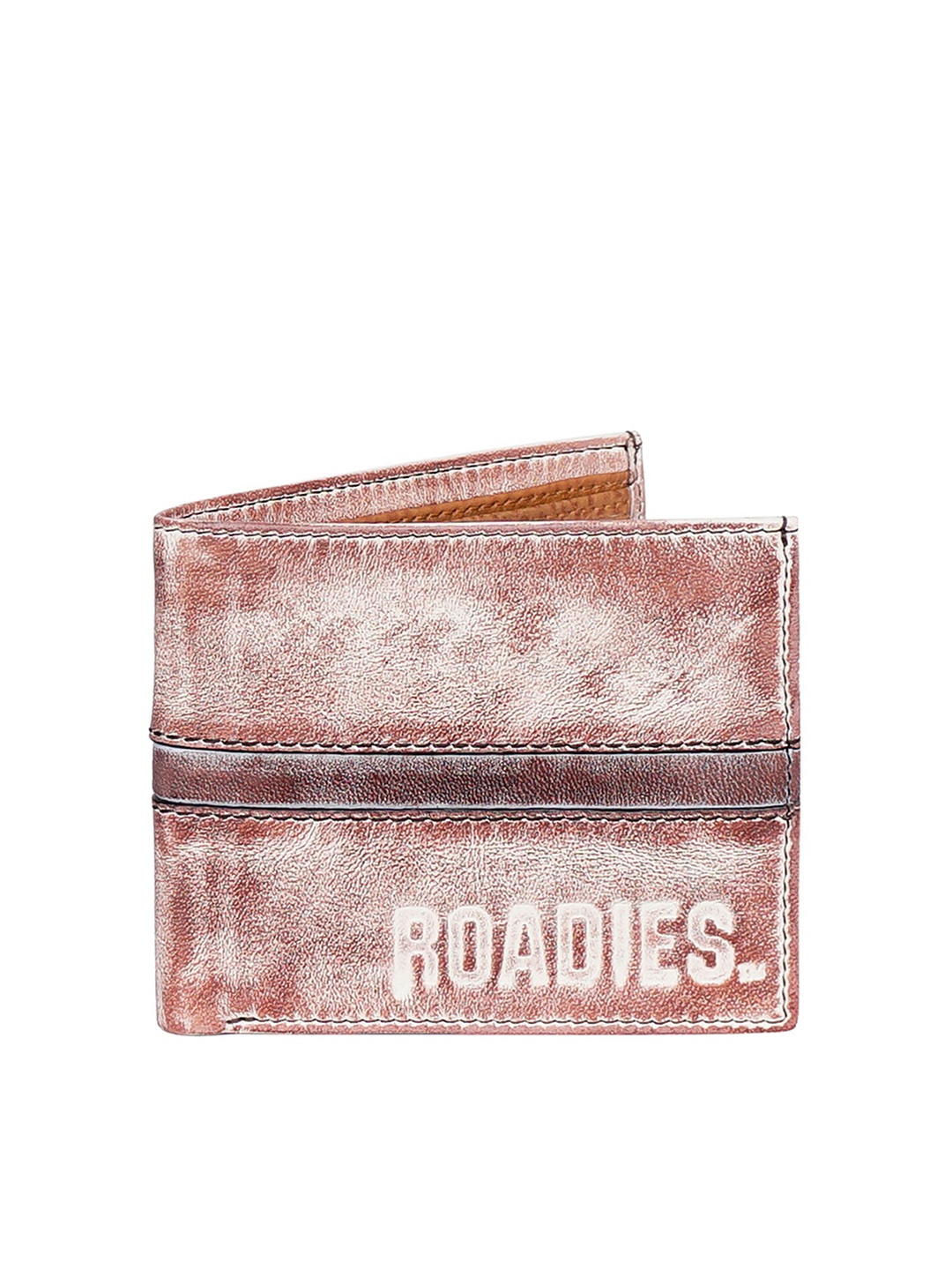 

Justanned Men Beige & White Typography Printed Leather Two Fold Wallet