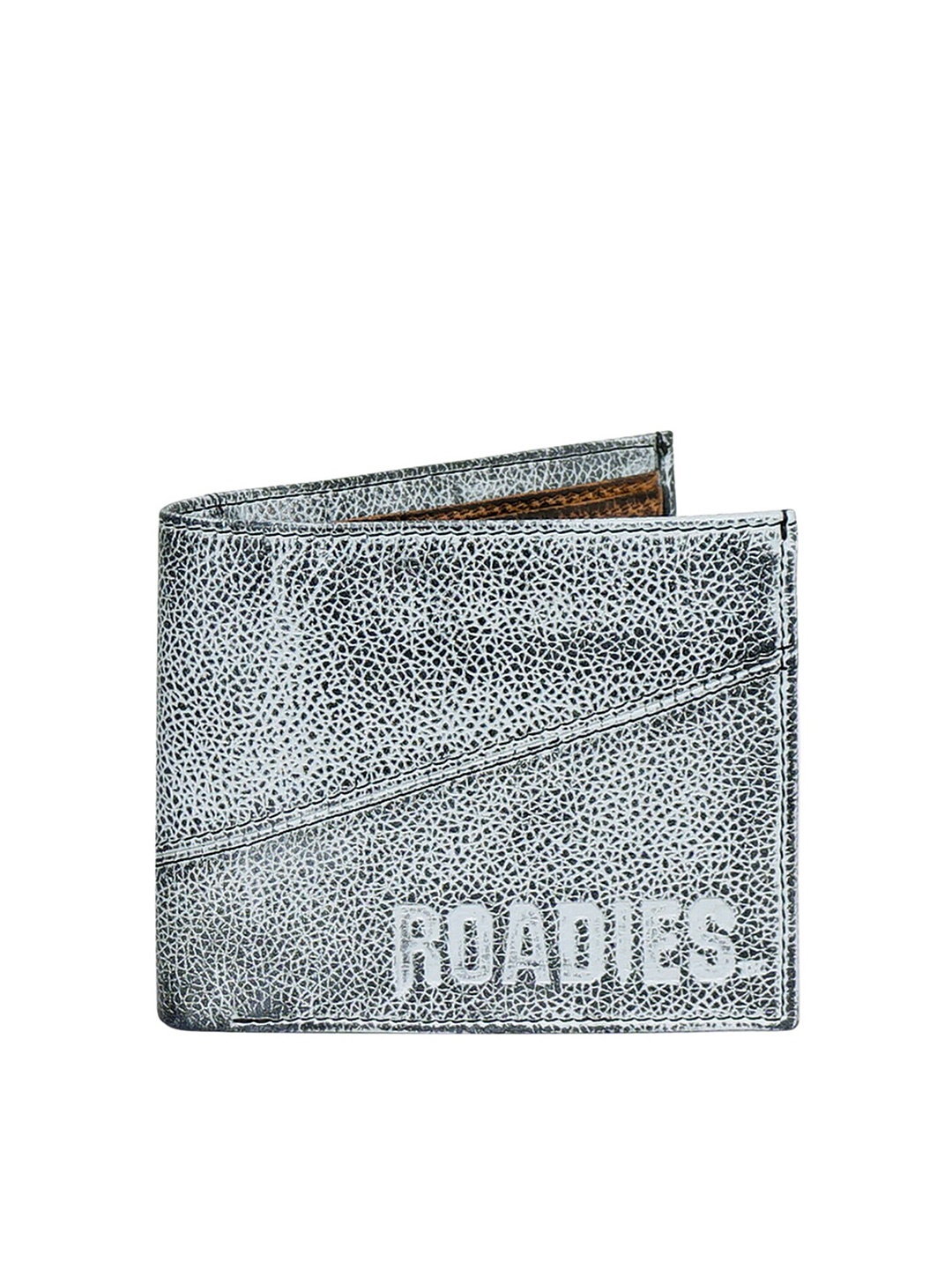 

Justanned Men Grey & Black Textured Leather Two Fold Wallet