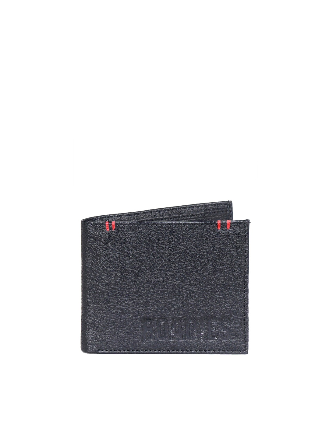 

Justanned Men Top Edge Red Highlight Leather Wallet, Black