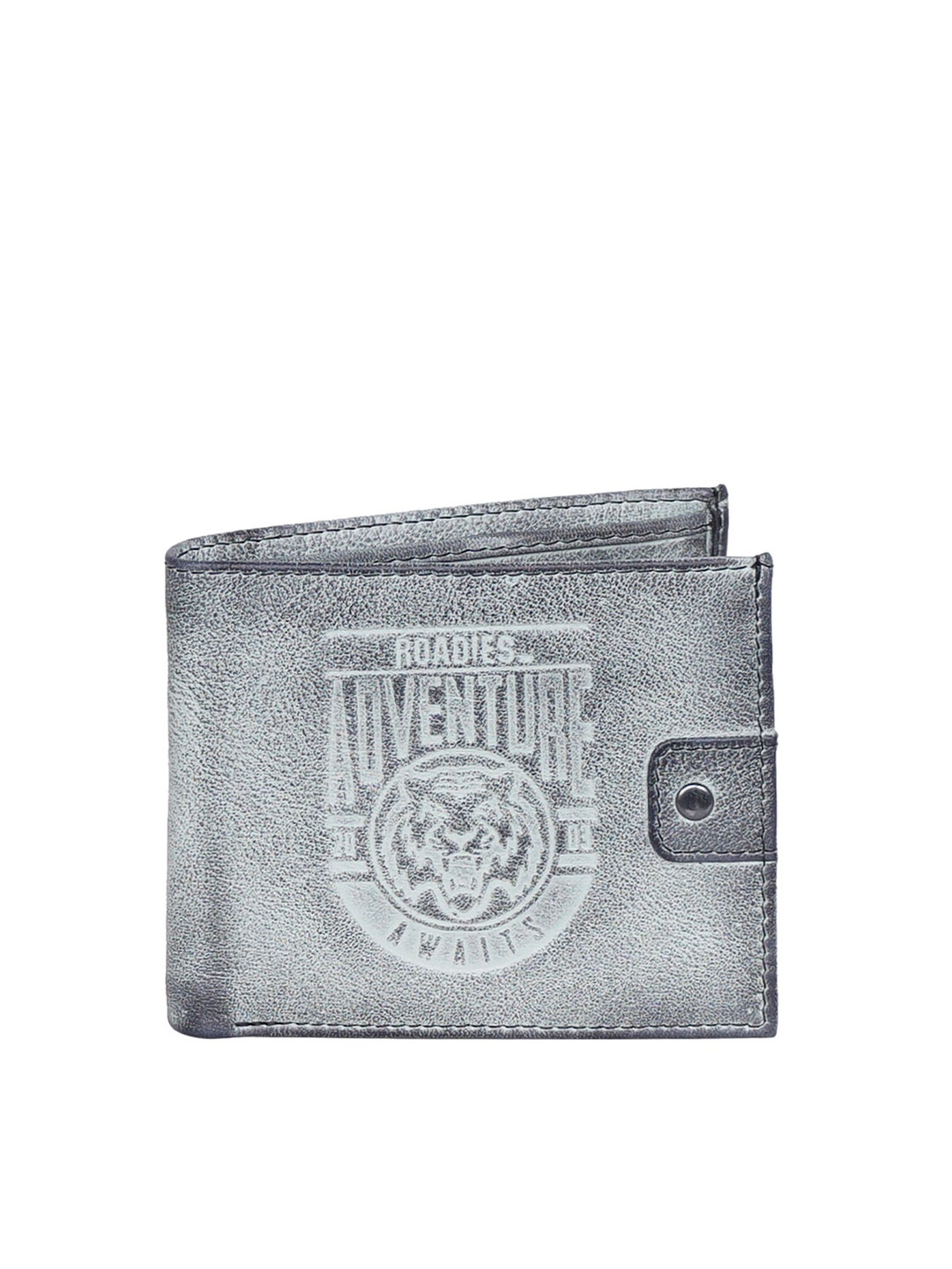 

Justanned Men Grey & White Leather Two Fold Wallet