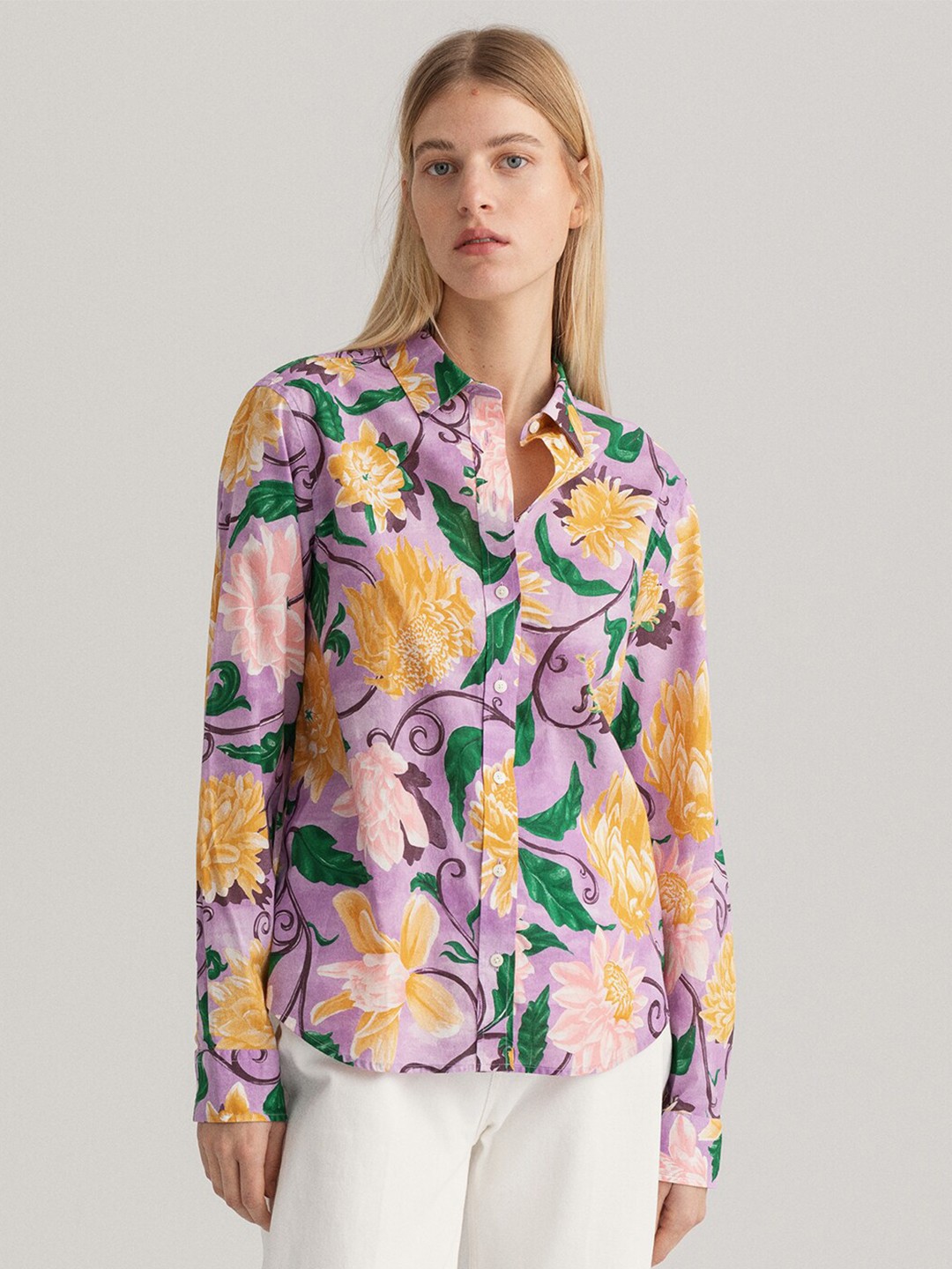 

GANT Women Purple & Green Floral Printed Casual Shirt
