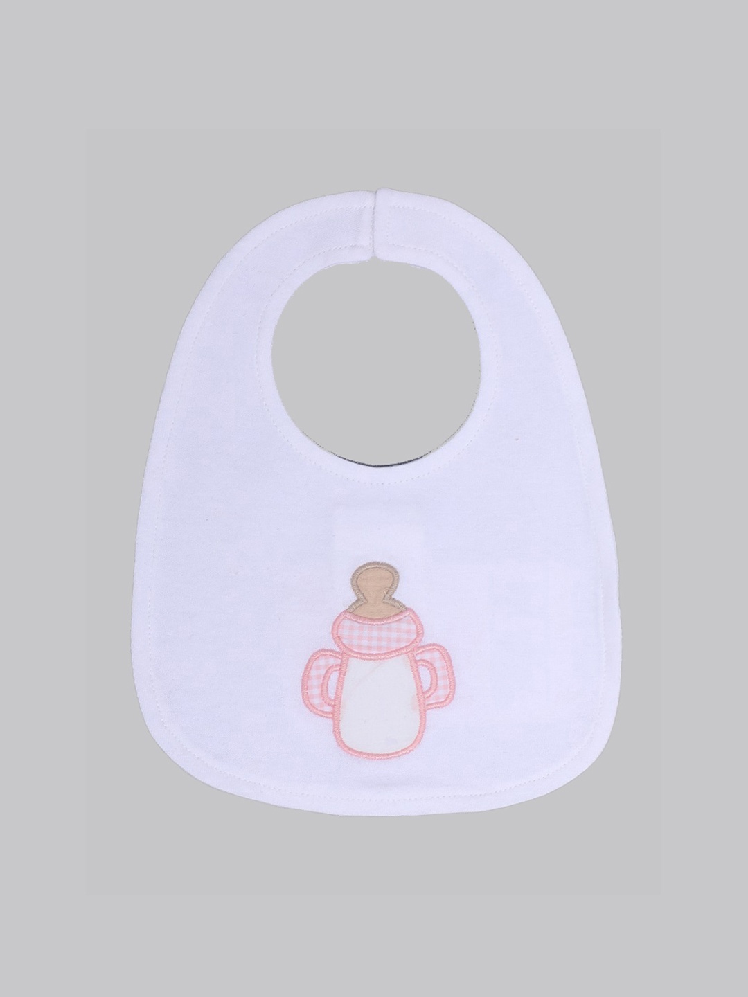 

Kidbea Infant Girls Pink & White Appliqued Pure Organic Cotton Jersey Bib