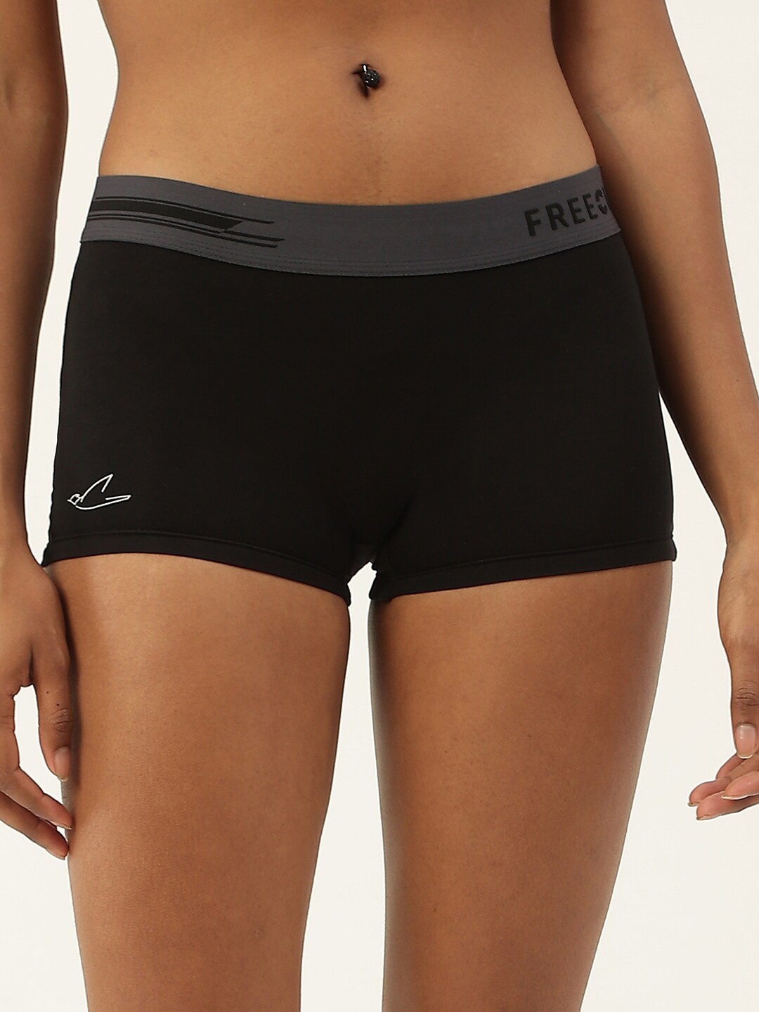 

FREECULTR Women Black Solid Micro Modal Boy Shorts Briefs