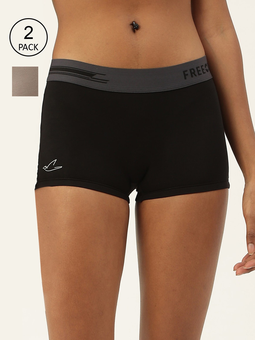 

FREECULTR Pack of 2 Women Anti Microbial Boy Shorts, Black