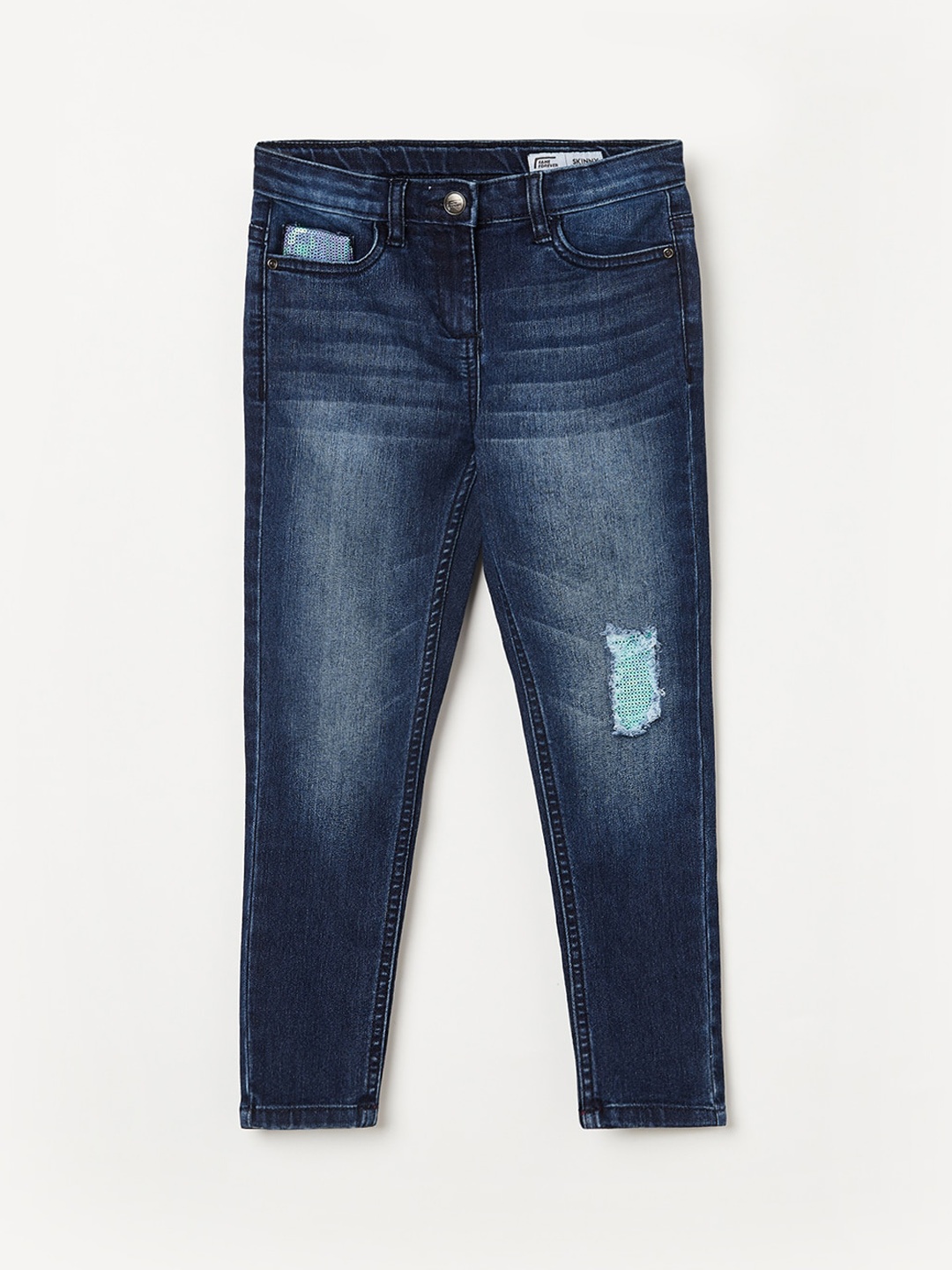 

Fame Forever by Lifestyle Girls Blue High-Rise Low Distress Light Fade Jeans