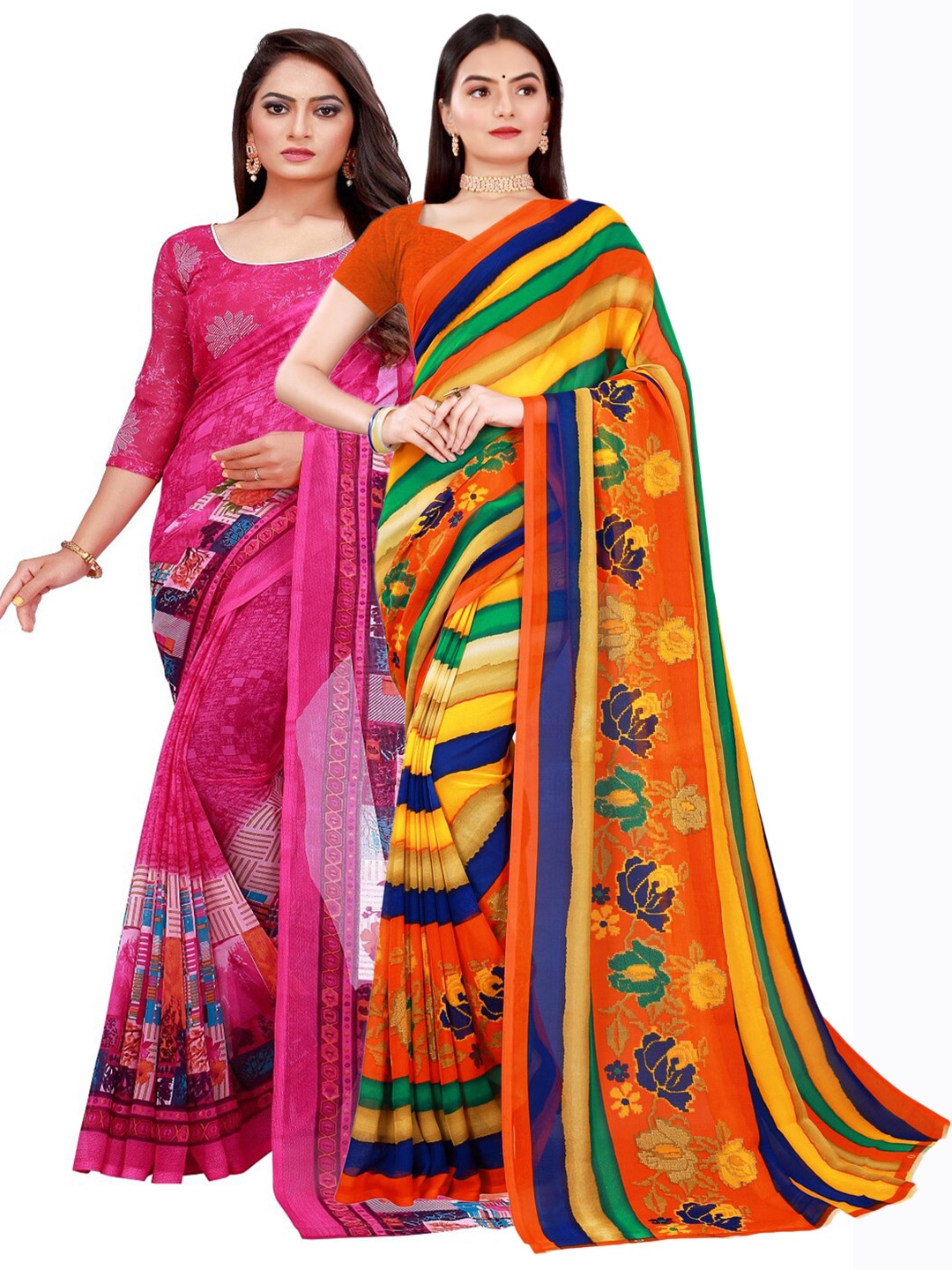 

Florence Magenta & Green Pure Georgette Saree