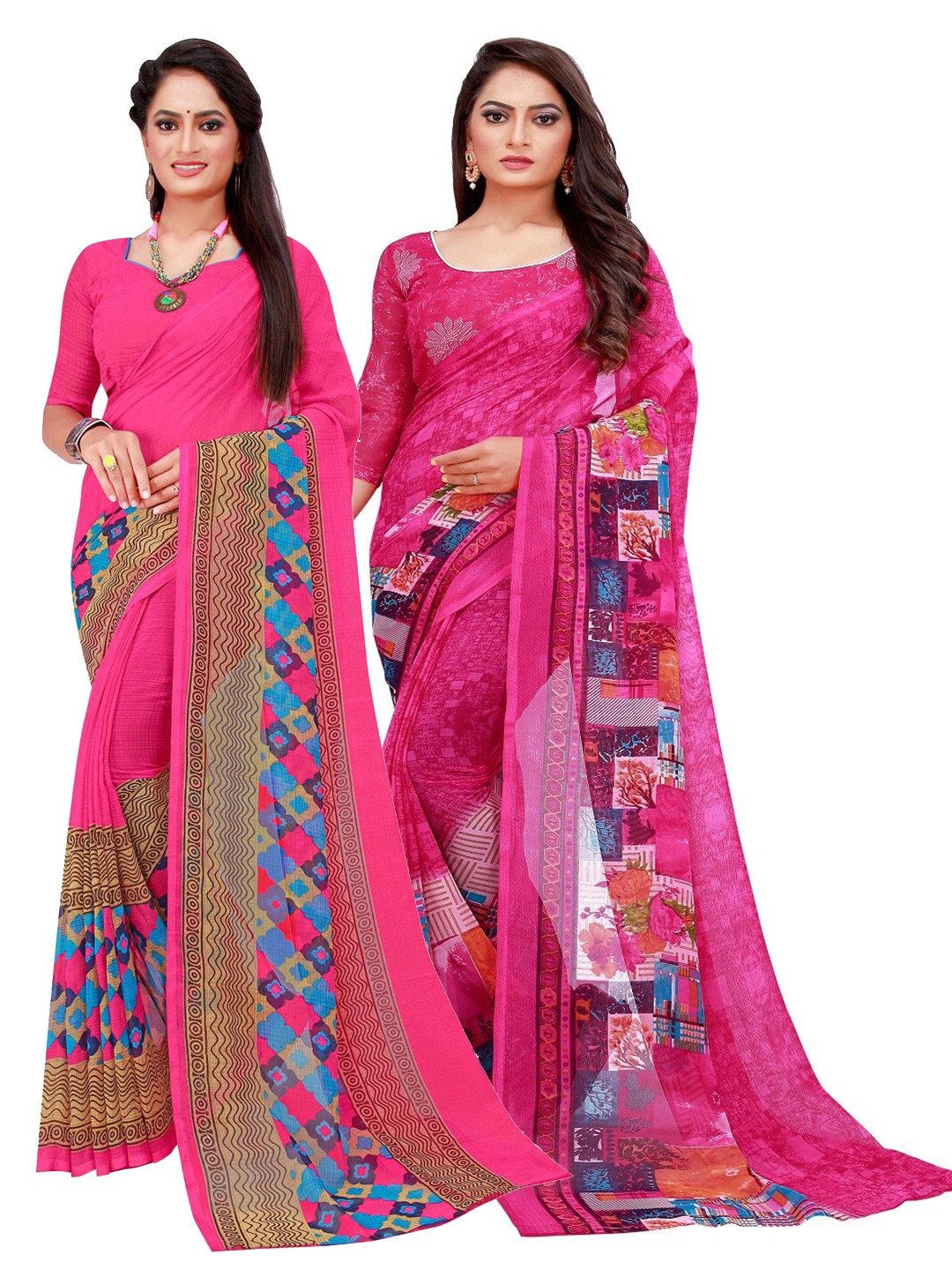 

Florence Set of 2 Pure Georgette Saree, Pink