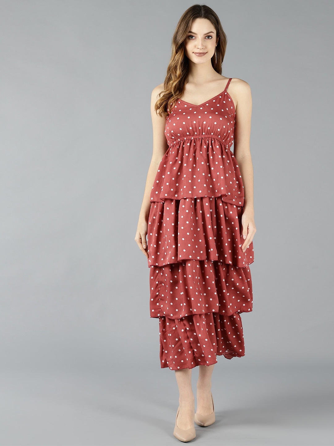

ZNX Clothing Women Pink Crepe Midi Dress