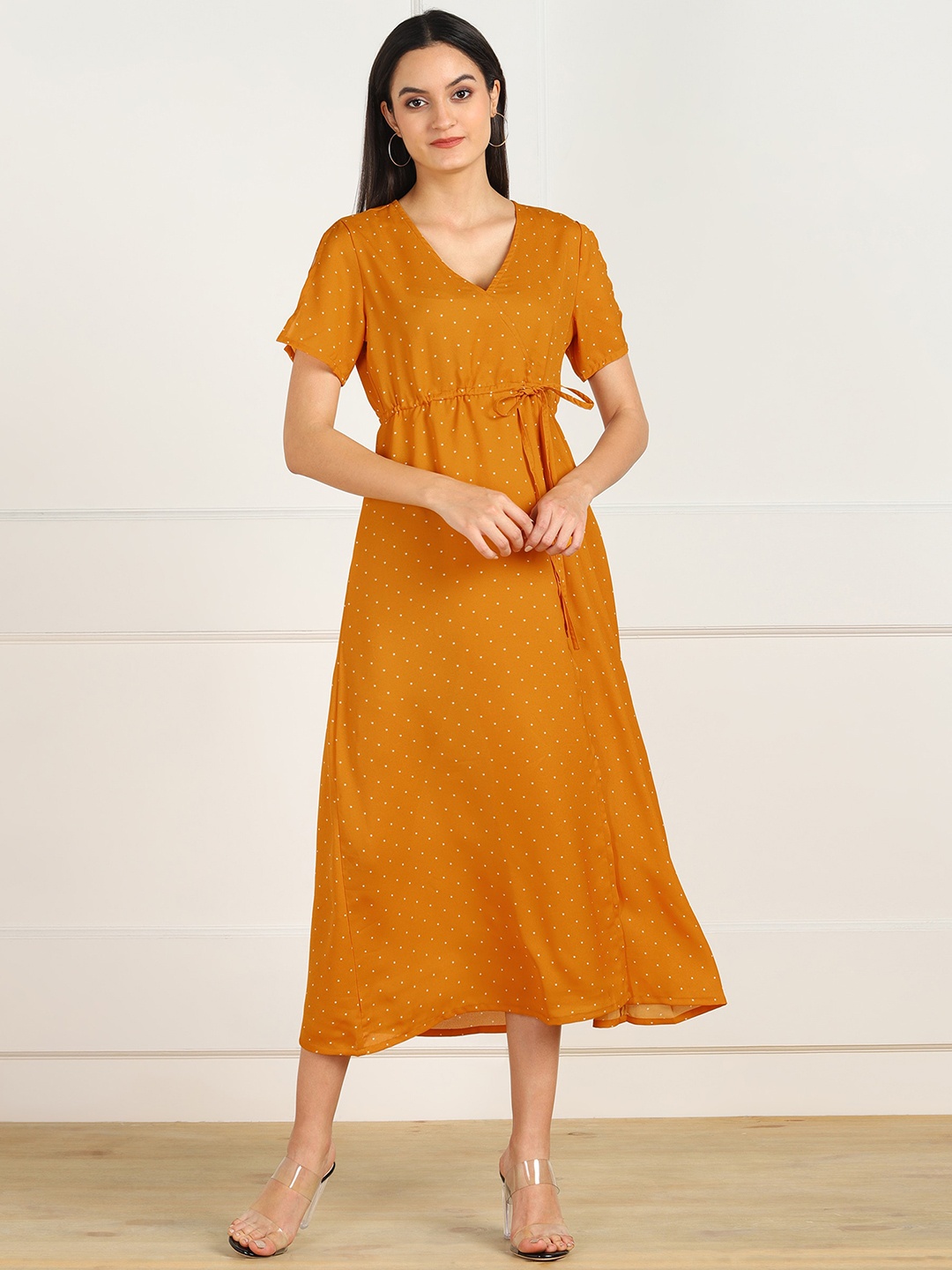 

ZNX Clothing Yellow A-Line Midi Dress