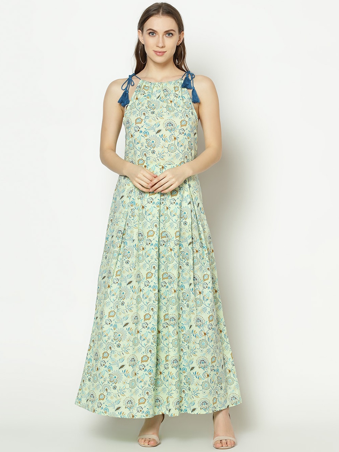 

ZNX Clothing Green Floral Maxi Dress