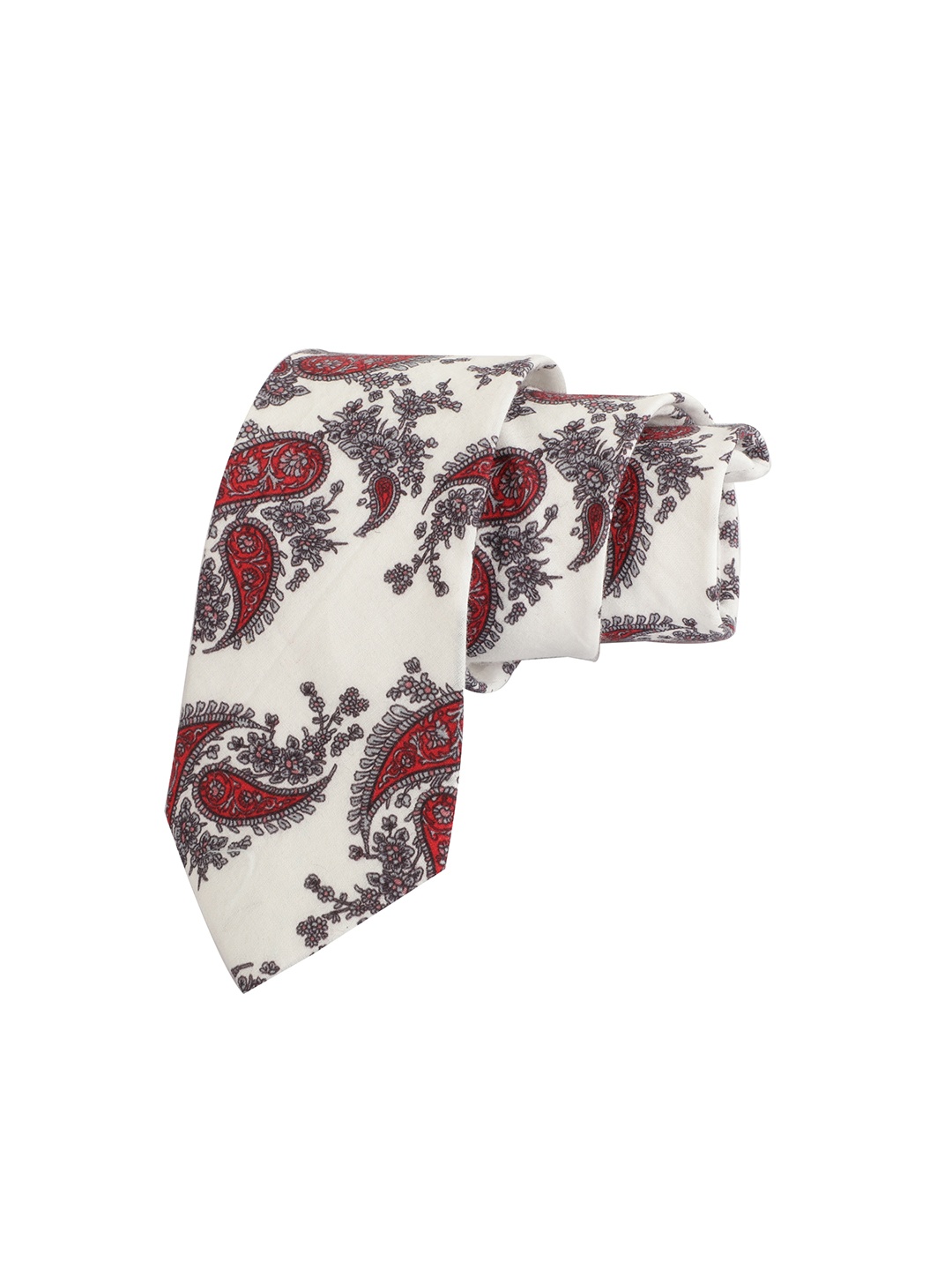 

Alvaro Castagnino Men White & Red Printed Skinny Tie