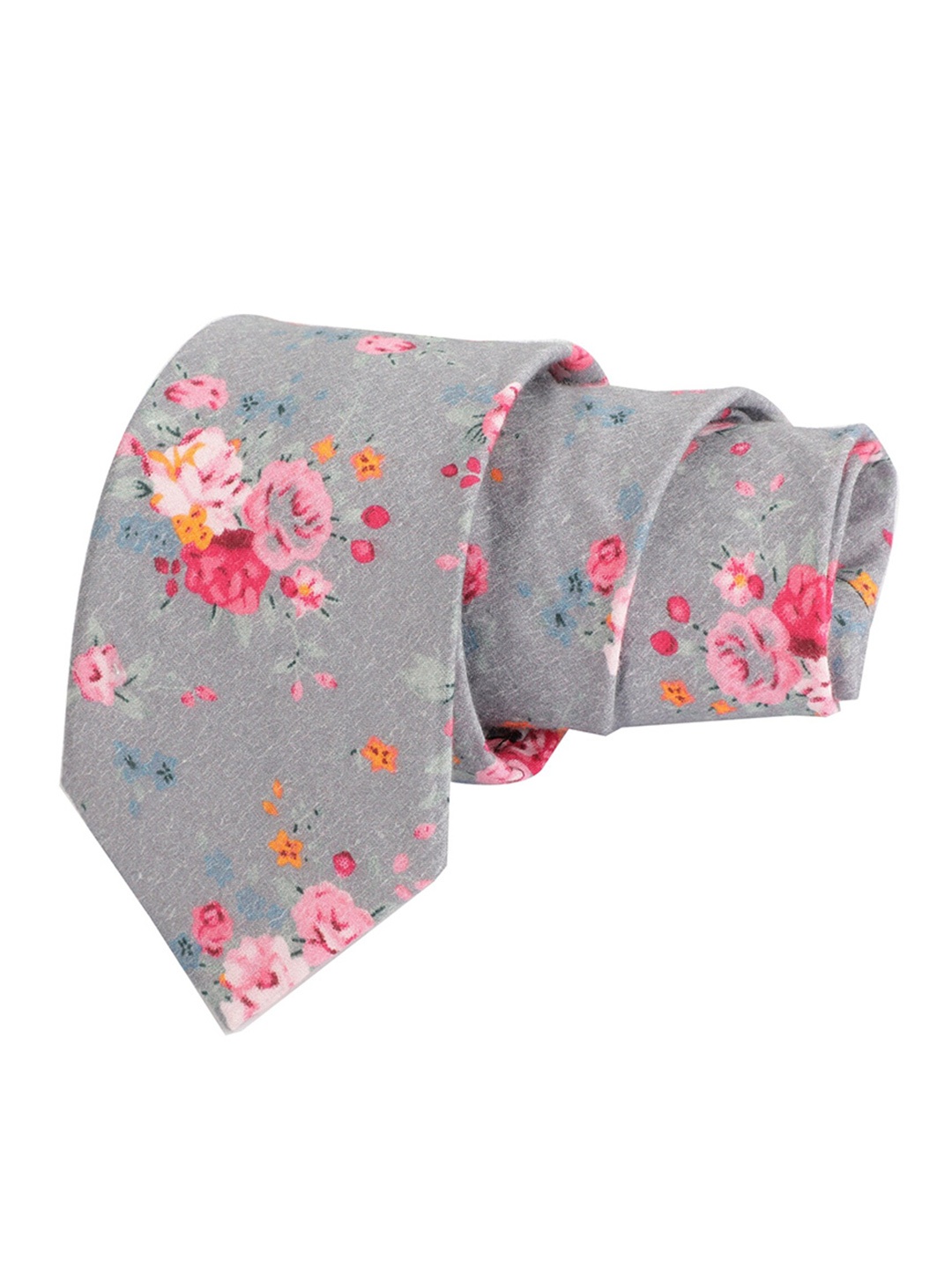 

Alvaro Castagnino Men Grey & Pink Printed Skinny Tie
