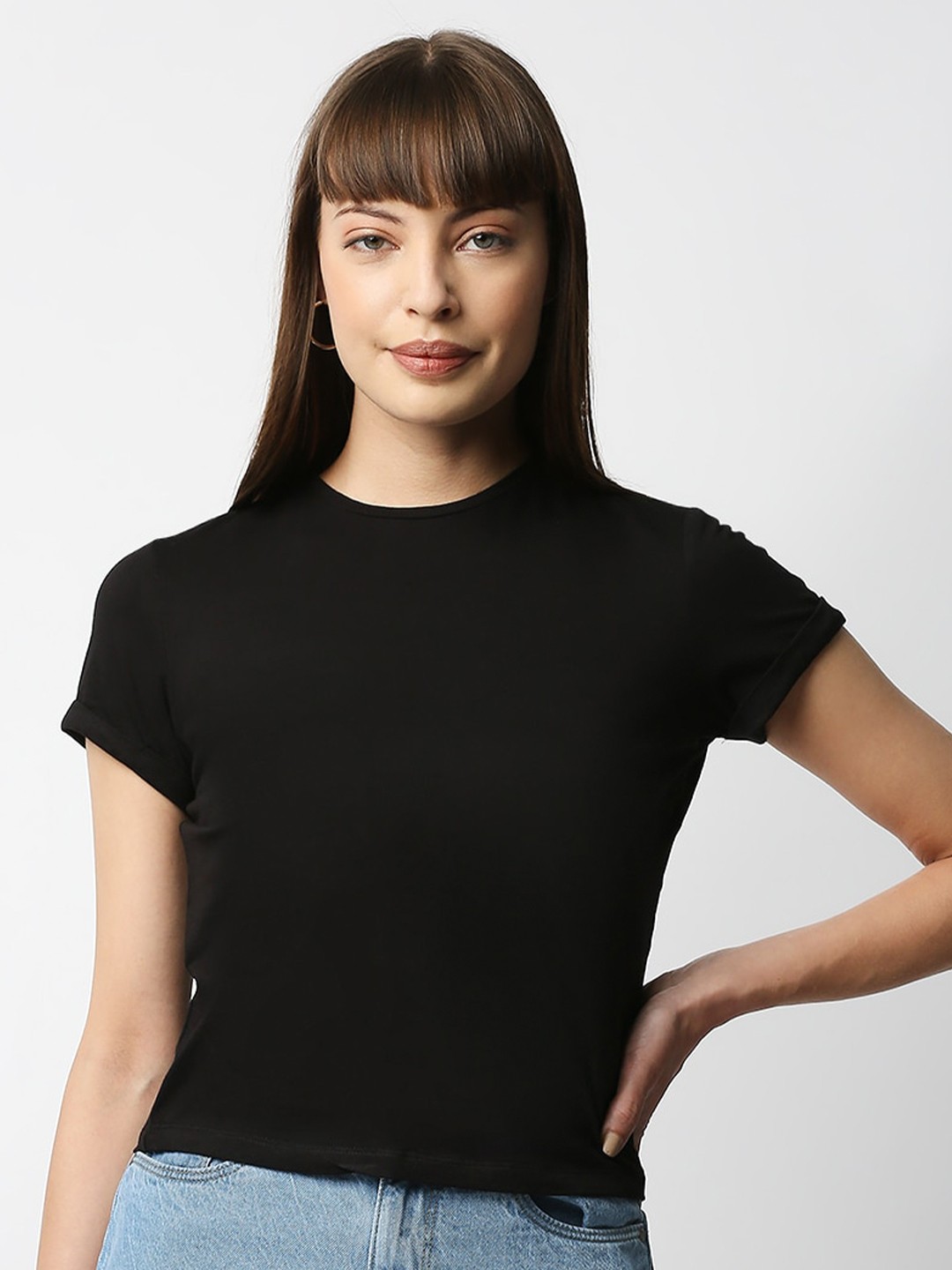

Kraus Jeans Women Black Slim Fit T-shirt