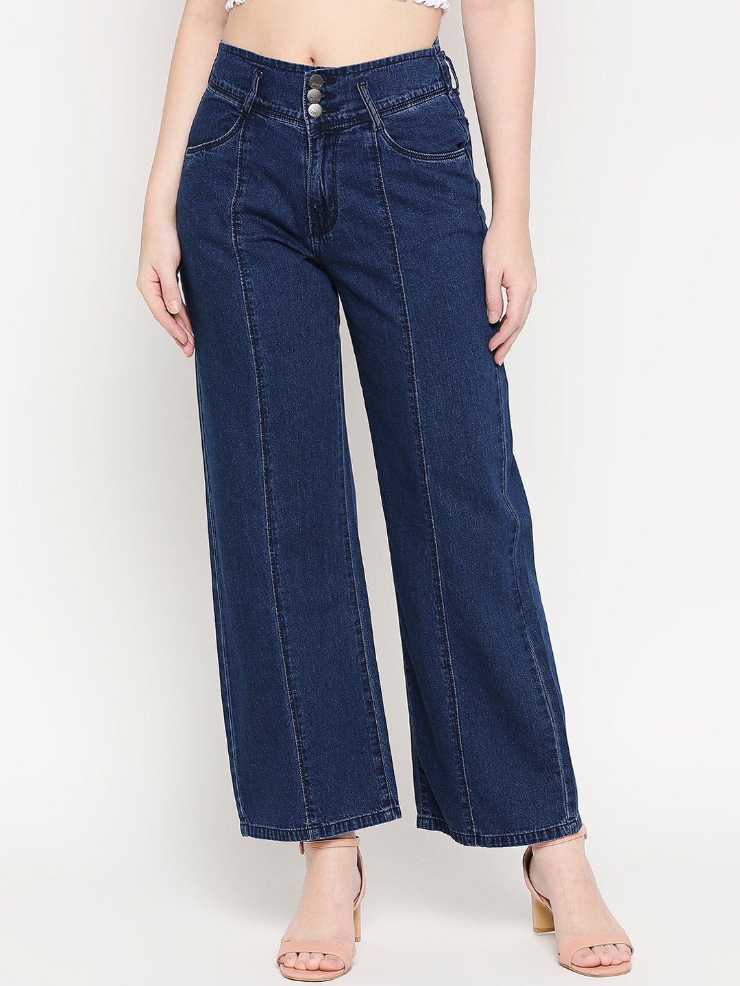

Kraus Jeans Women Blue Wide Leg High-Rise Jeans