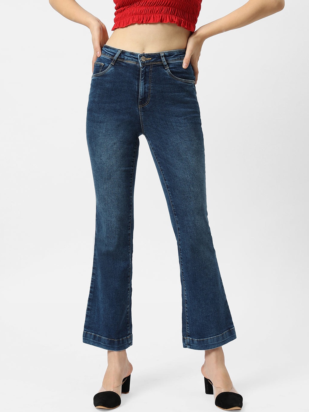 

Kraus Jeans Women Blue Flared High-Rise Jeans