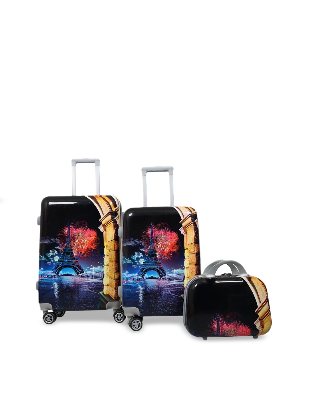 

Polo Class Set of 3 Black Printed Trolley Bags