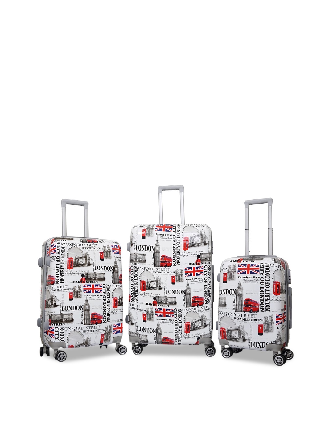 

Polo Class Set of 3 White Printed Trolley Bags