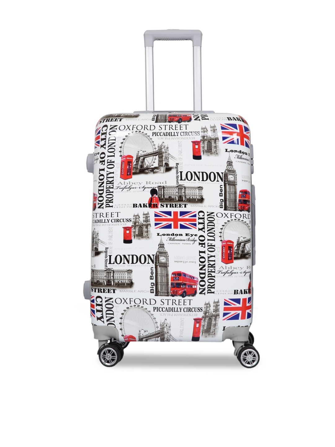 

Polo Class White Printed Hard-Sided Cabin Trolley Suitcase