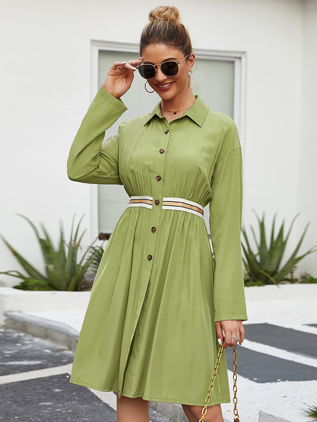 

BoStreet Green Shirt Dress