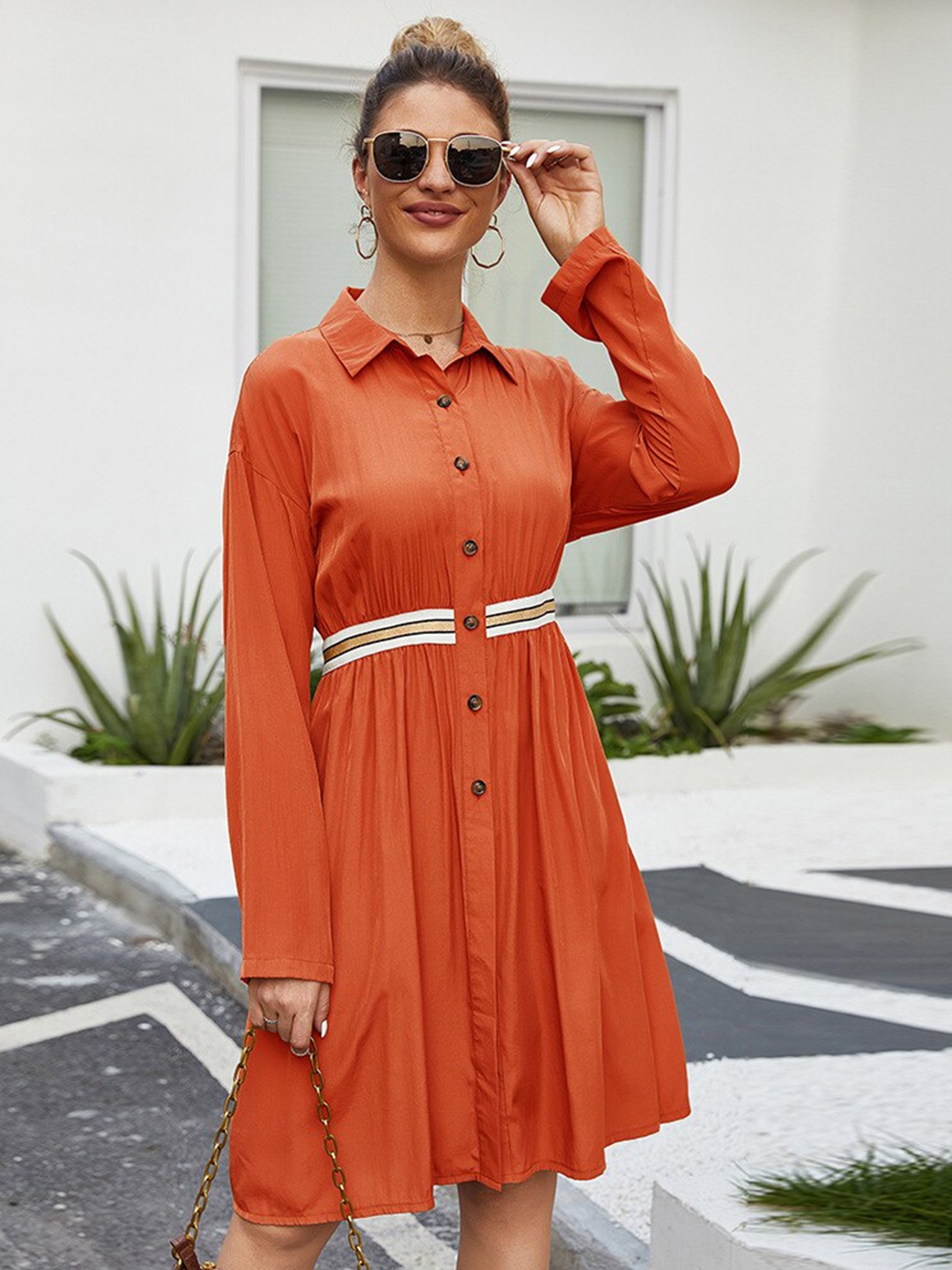 

StyleCast Orange Shirt Dress
