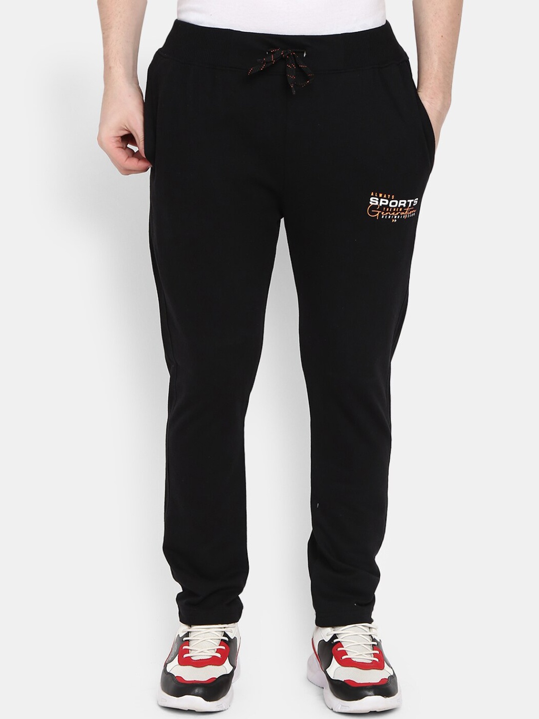 

V-Mart Men Black Solid Regular Fit Straight Trackpants