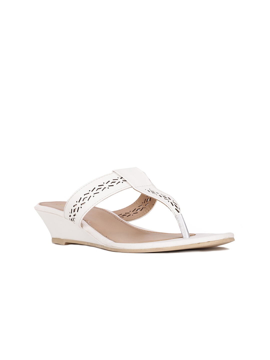 

Bata Beige Textured Wedge Heels with Laser Cuts
