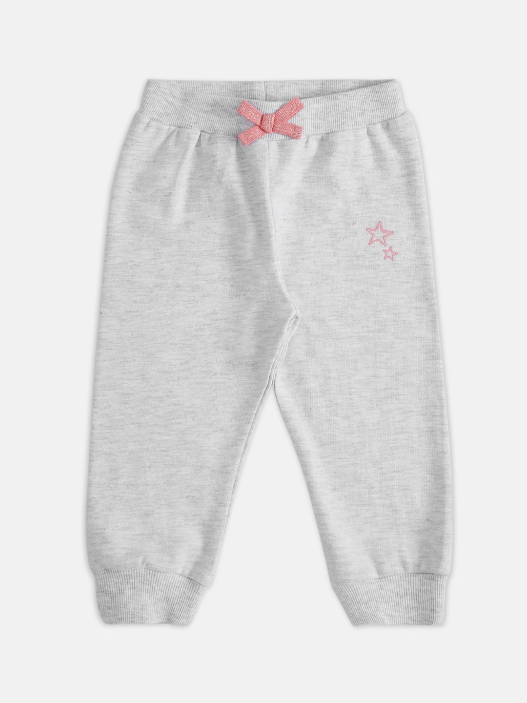 

Pantaloons Baby Girls Grey Melange Solid Cotton Track Pants