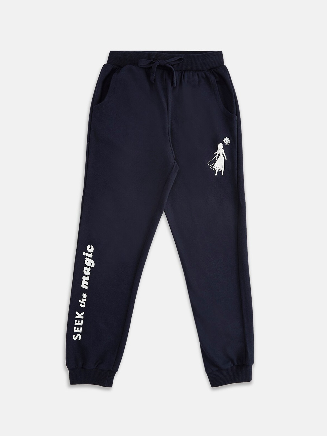 

Pantaloons Junior Girls Navy Blue Printed Cotton Joggers