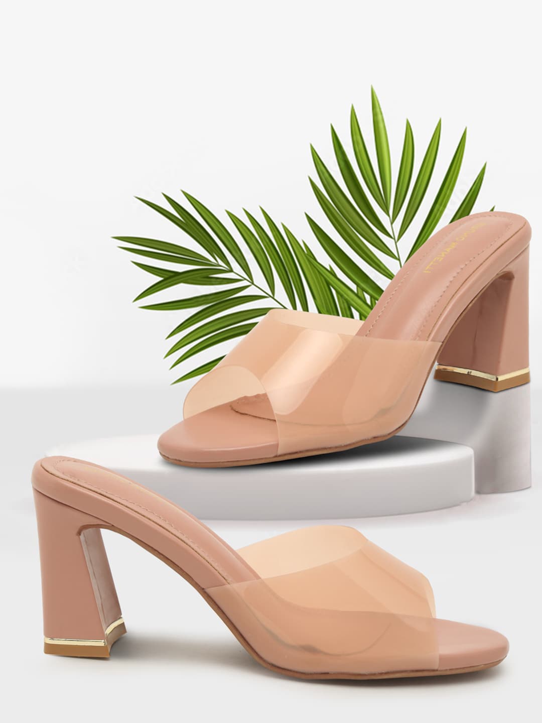 

Bruno Manetti Nude-Coloured PU Block Heels