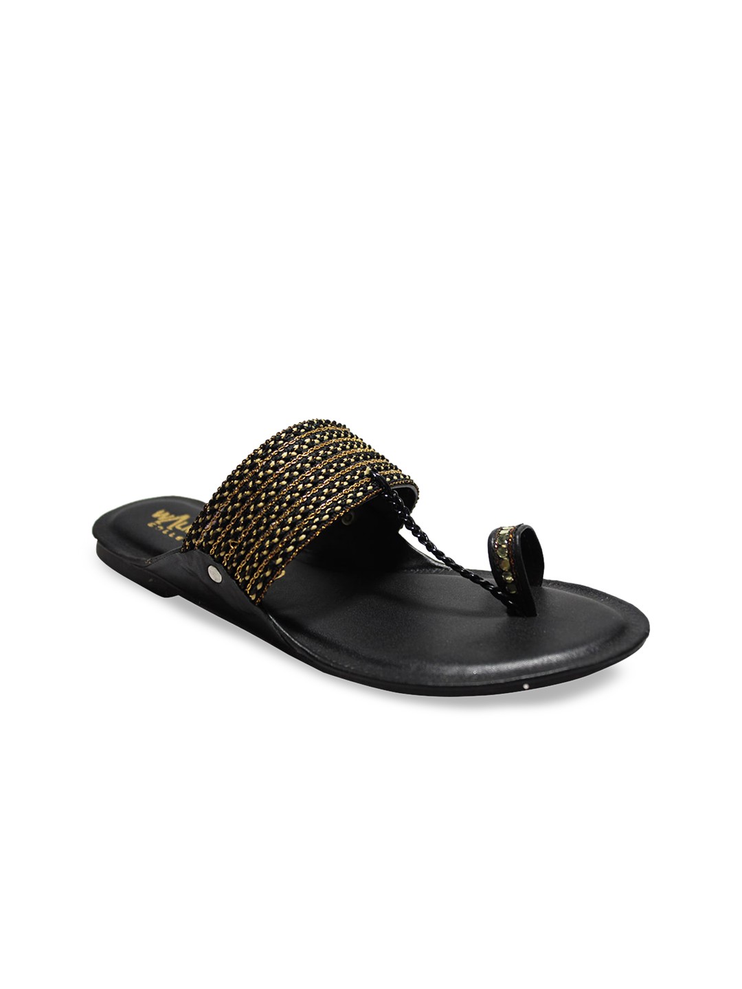 

WALK N STYLE COLLECTION Women Black Textured One Toe Flats