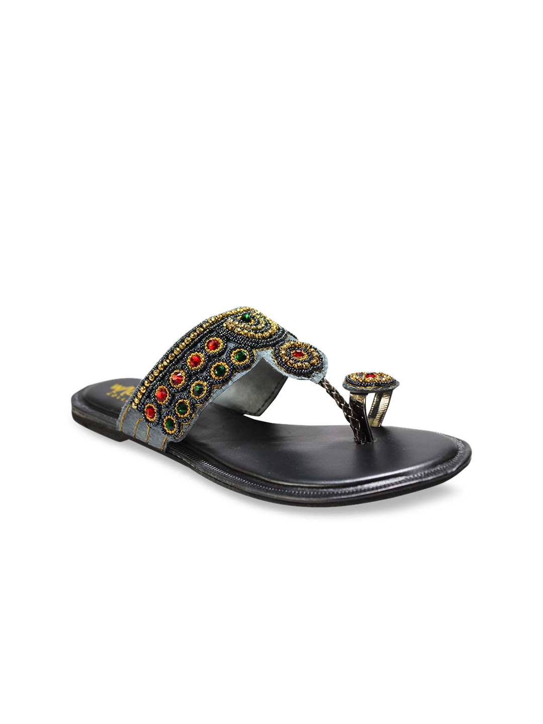 

WALK N STYLE COLLECTION Women Grey Embellished One Toe Flats