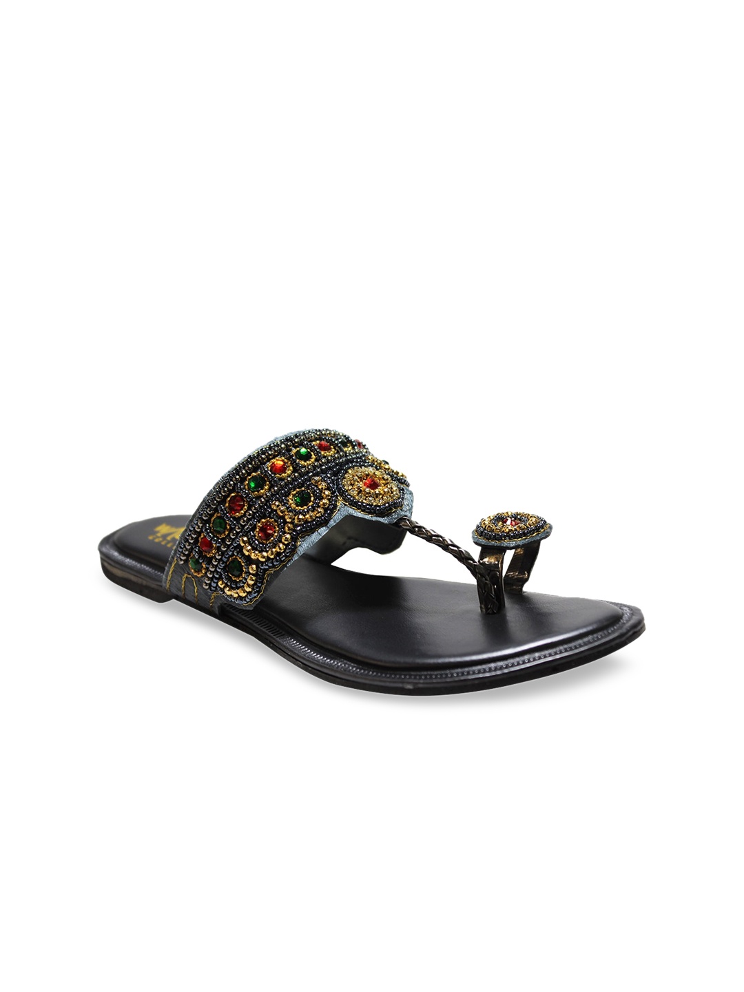 

WALK N STYLE COLLECTION Women Black Embellished Open Toe Flats