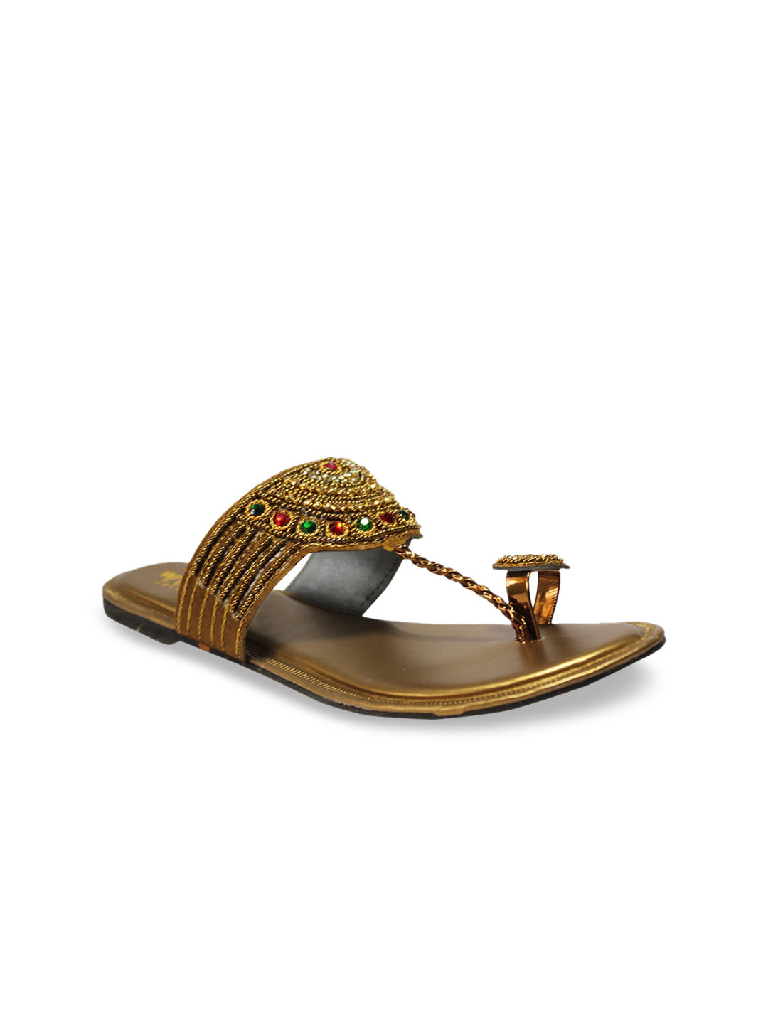 

WALK N STYLE COLLECTION Women Beige Embellished One Toe Flats