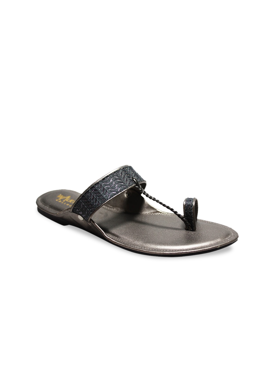 

WALK N STYLE COLLECTION Women Grey T-Strap Flats with Laser Cuts
