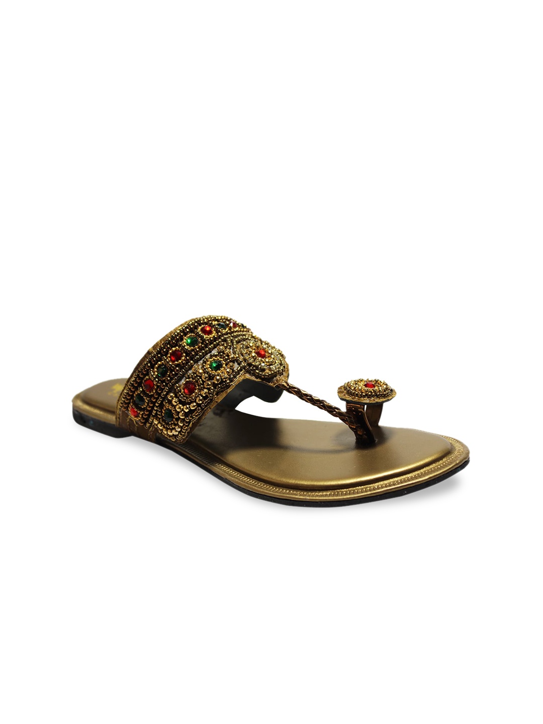 

WALK N STYLE COLLECTION Women Beige Embellished One Toe Flats