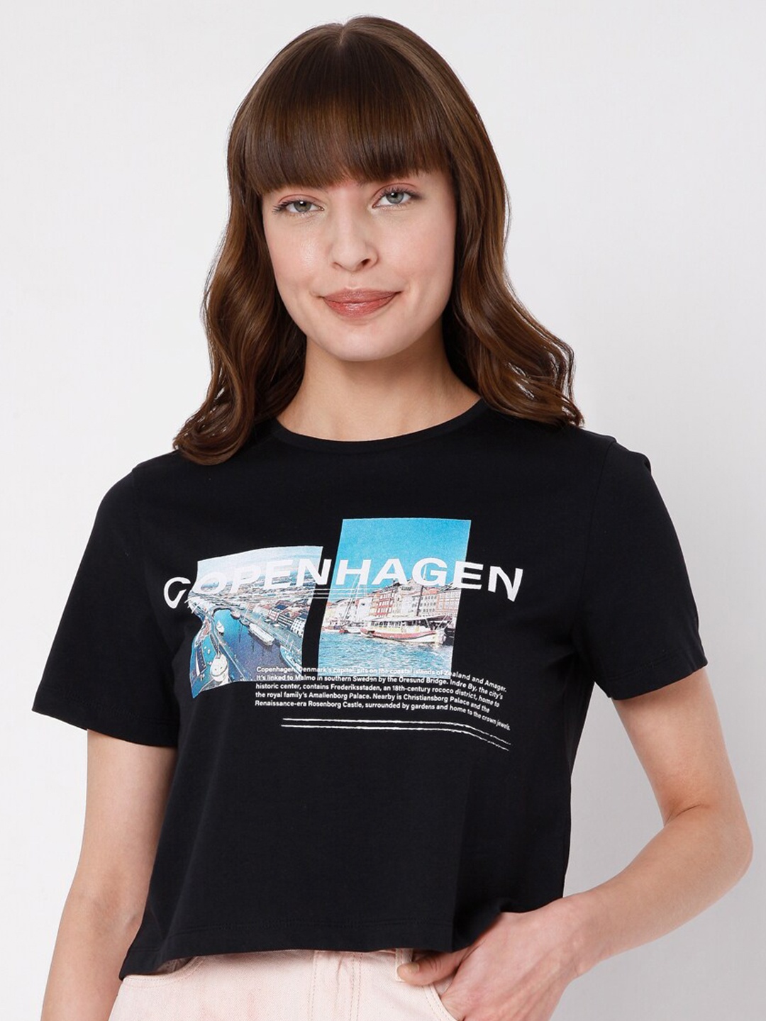

Vero Moda Women Black Printed T-shirt