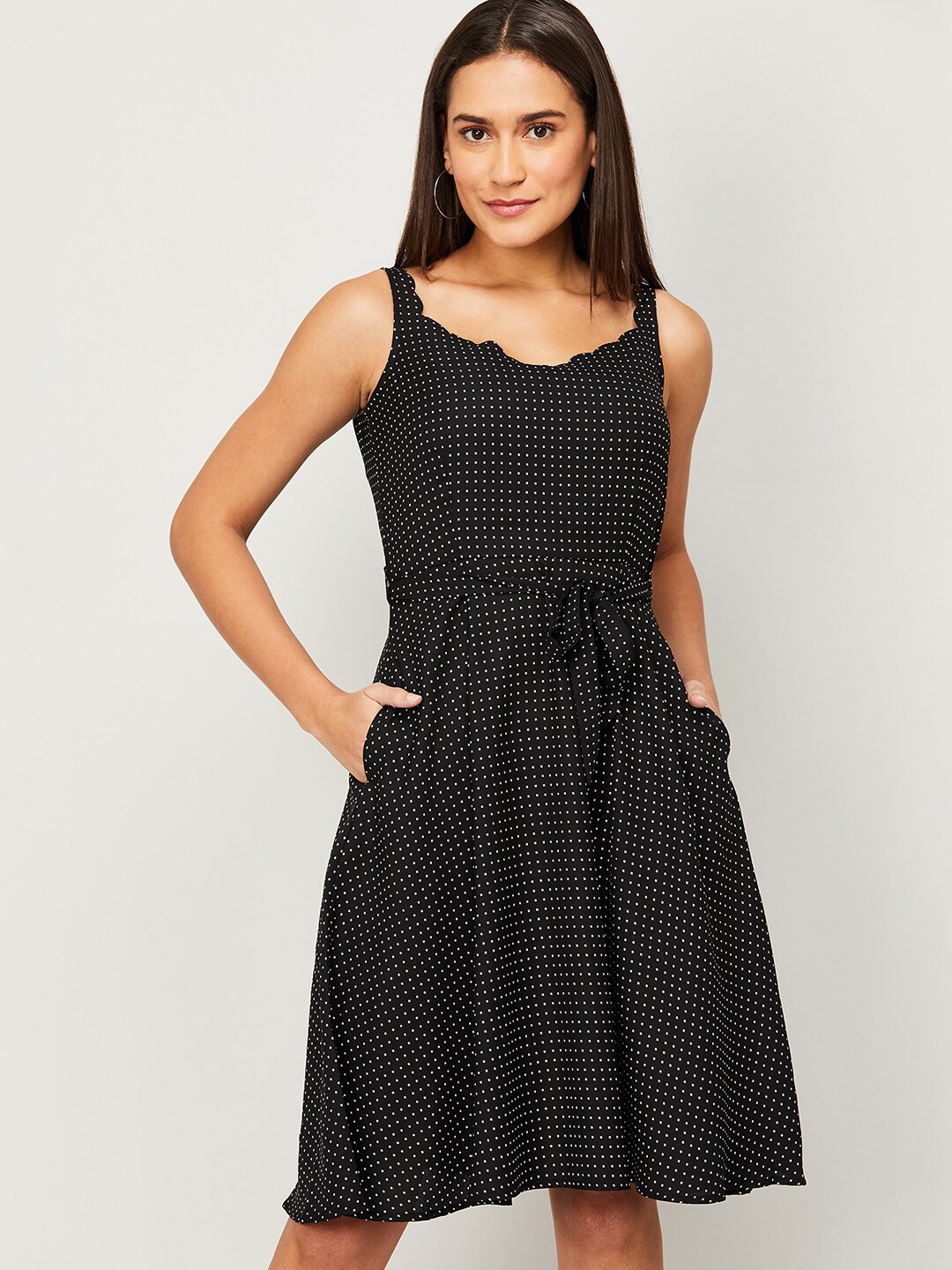 

CODE by Lifestyle Black Polka Dots Printed Dress