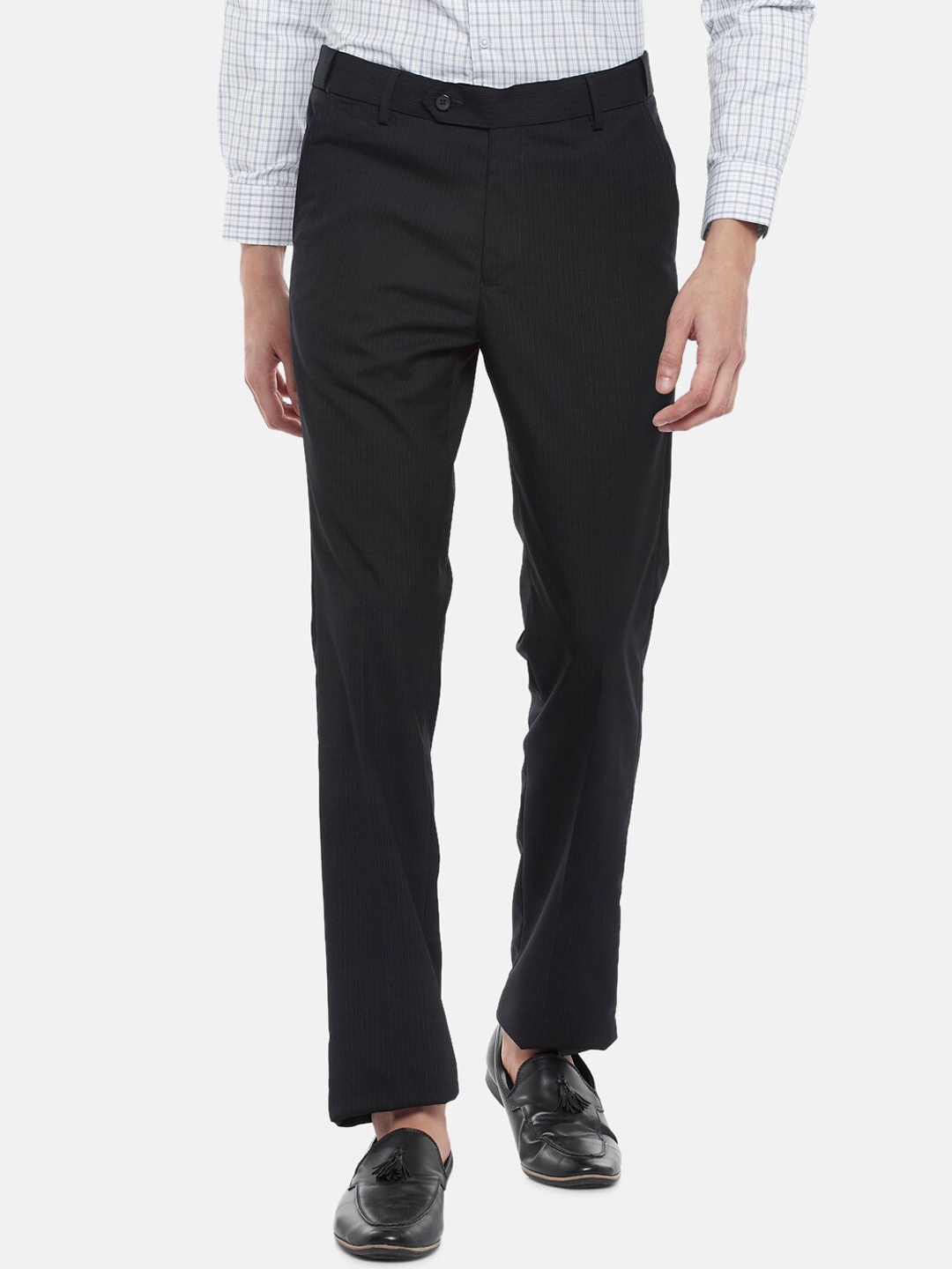 

BYFORD by Pantaloons Men Black Slim Fit Low-Rise Trousers