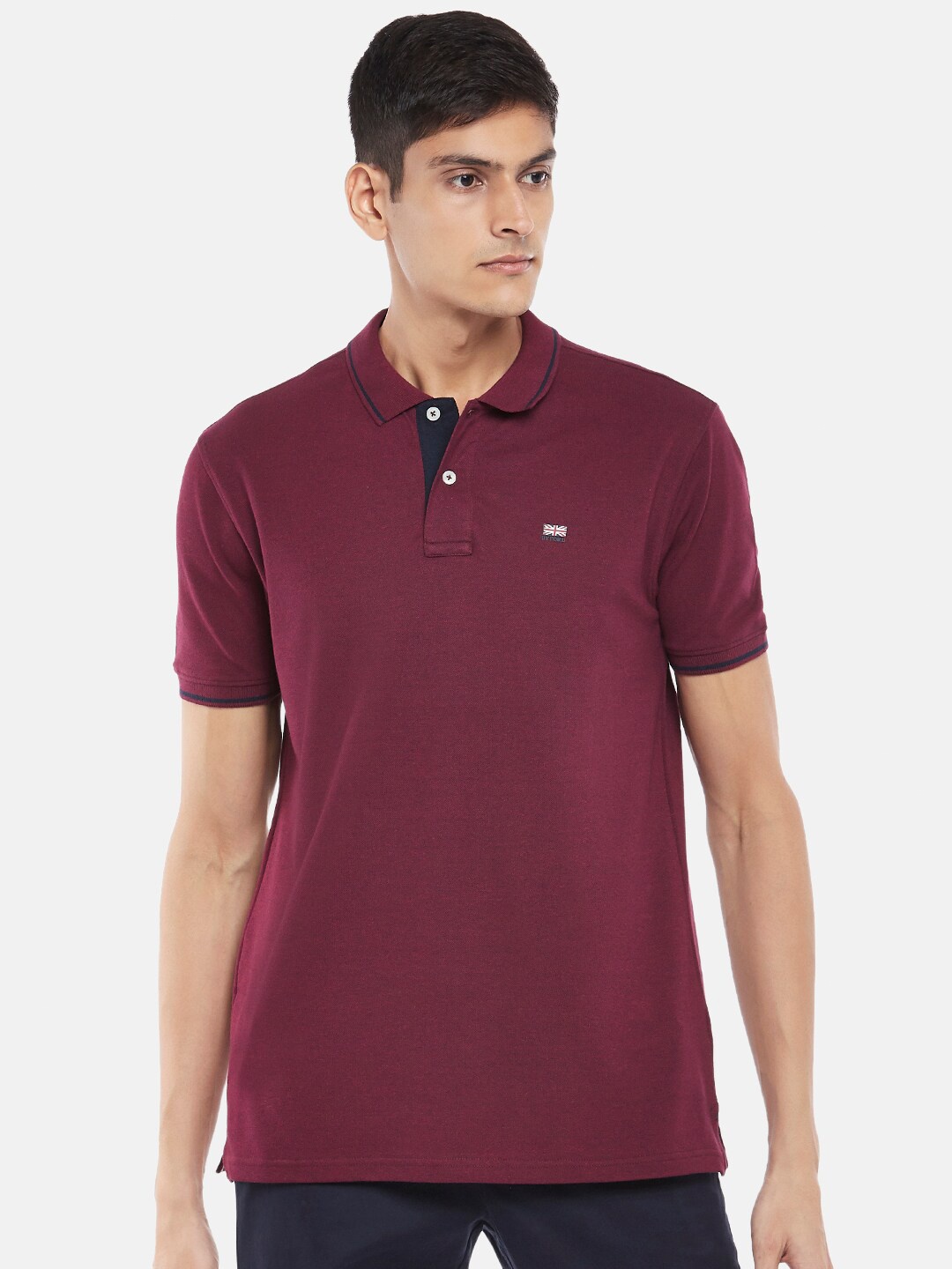 

BYFORD by Pantaloons Men Maroon Solid Polo Collar Slim Fit T-shirt