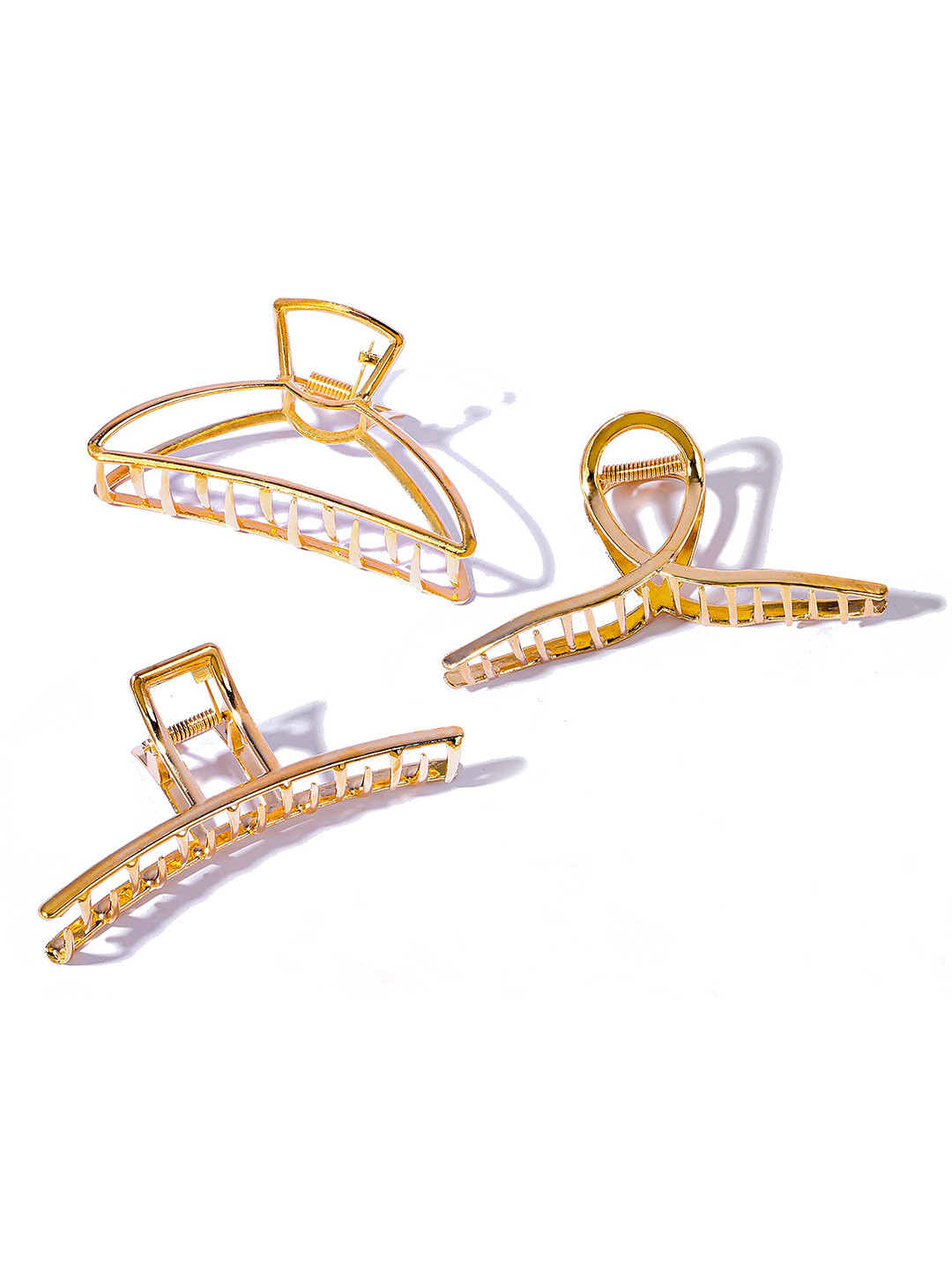 

VAGHBHATT Women Gold-Toned Set of 3 Claw Clip