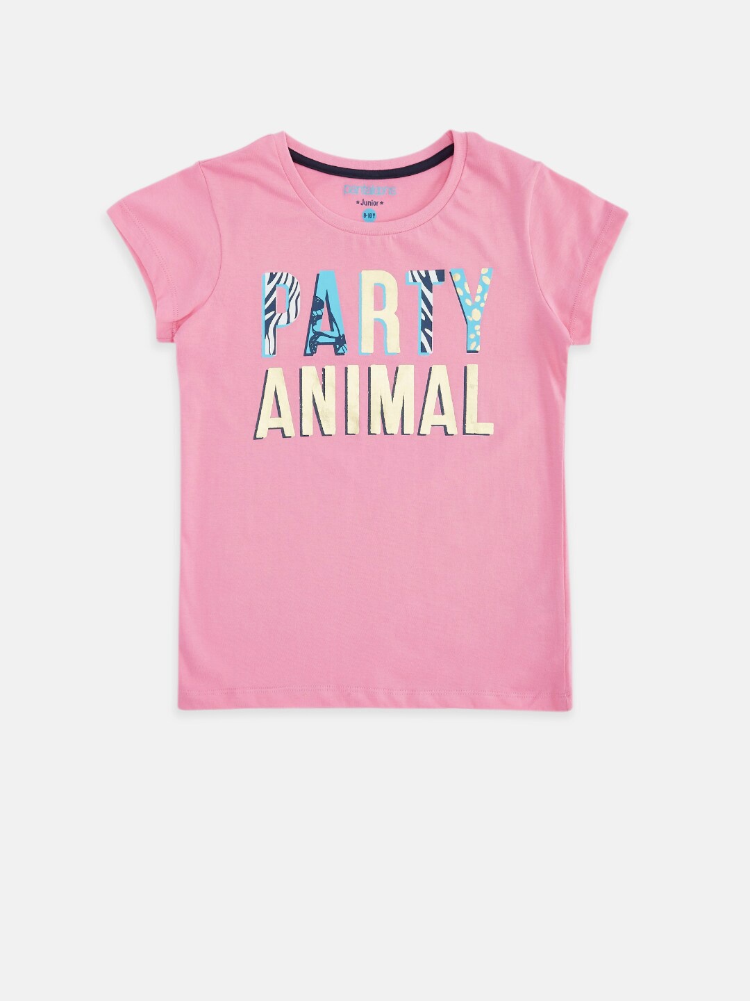 

Pantaloons Junior Girls Pink Typography Printed T-shirt