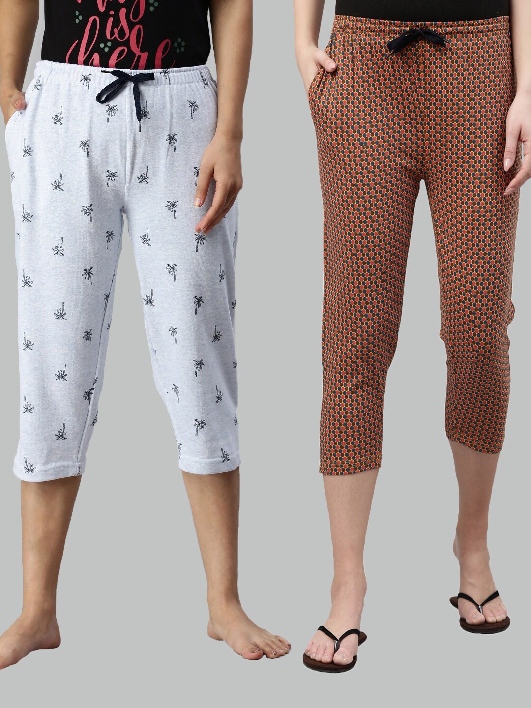 

Kryptic Women Blue & Mustard Printed Capris