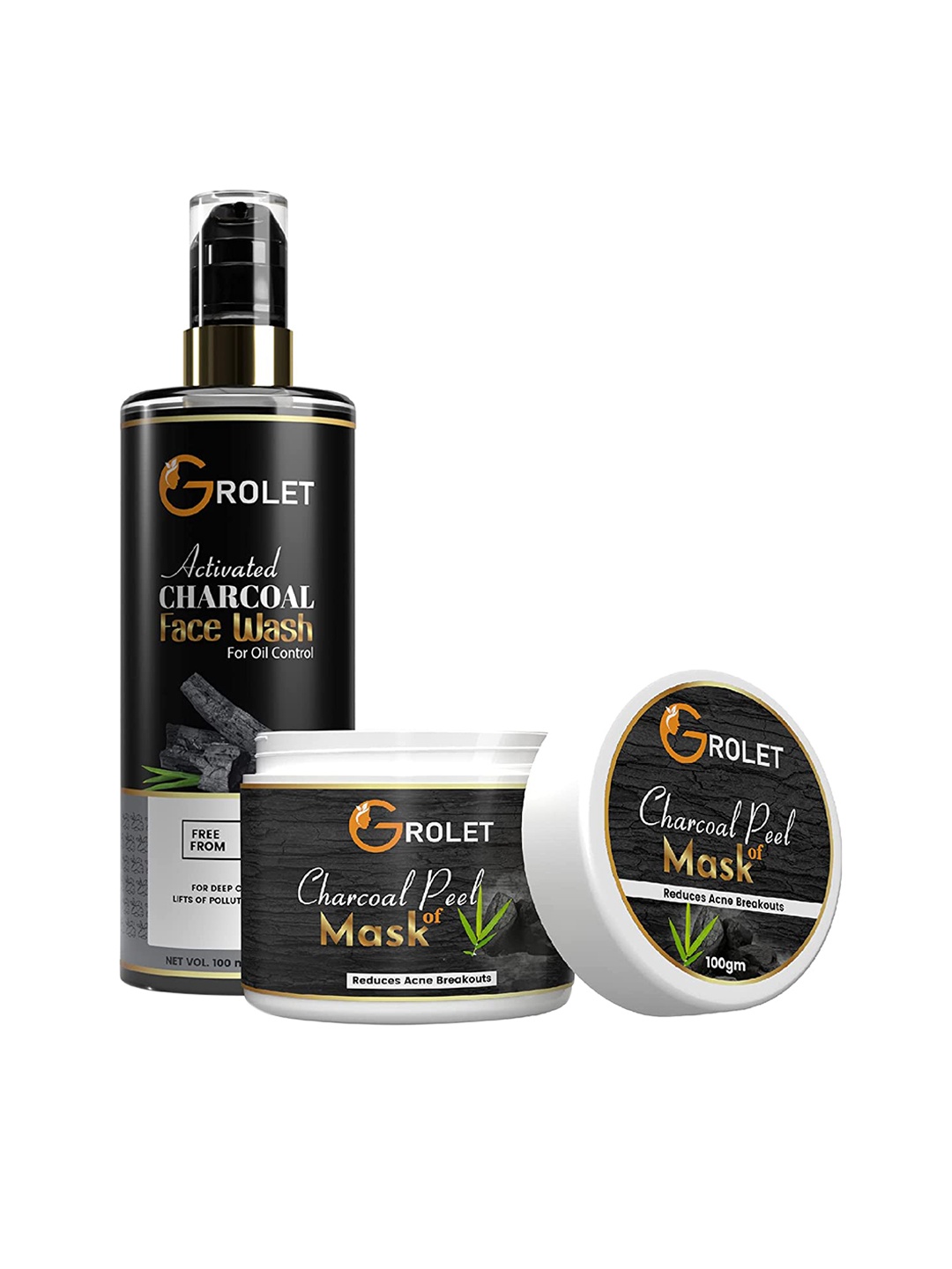 

GROLET Charcoal Face Wash & Face Mask Skin Care Gift Set, Grey melange