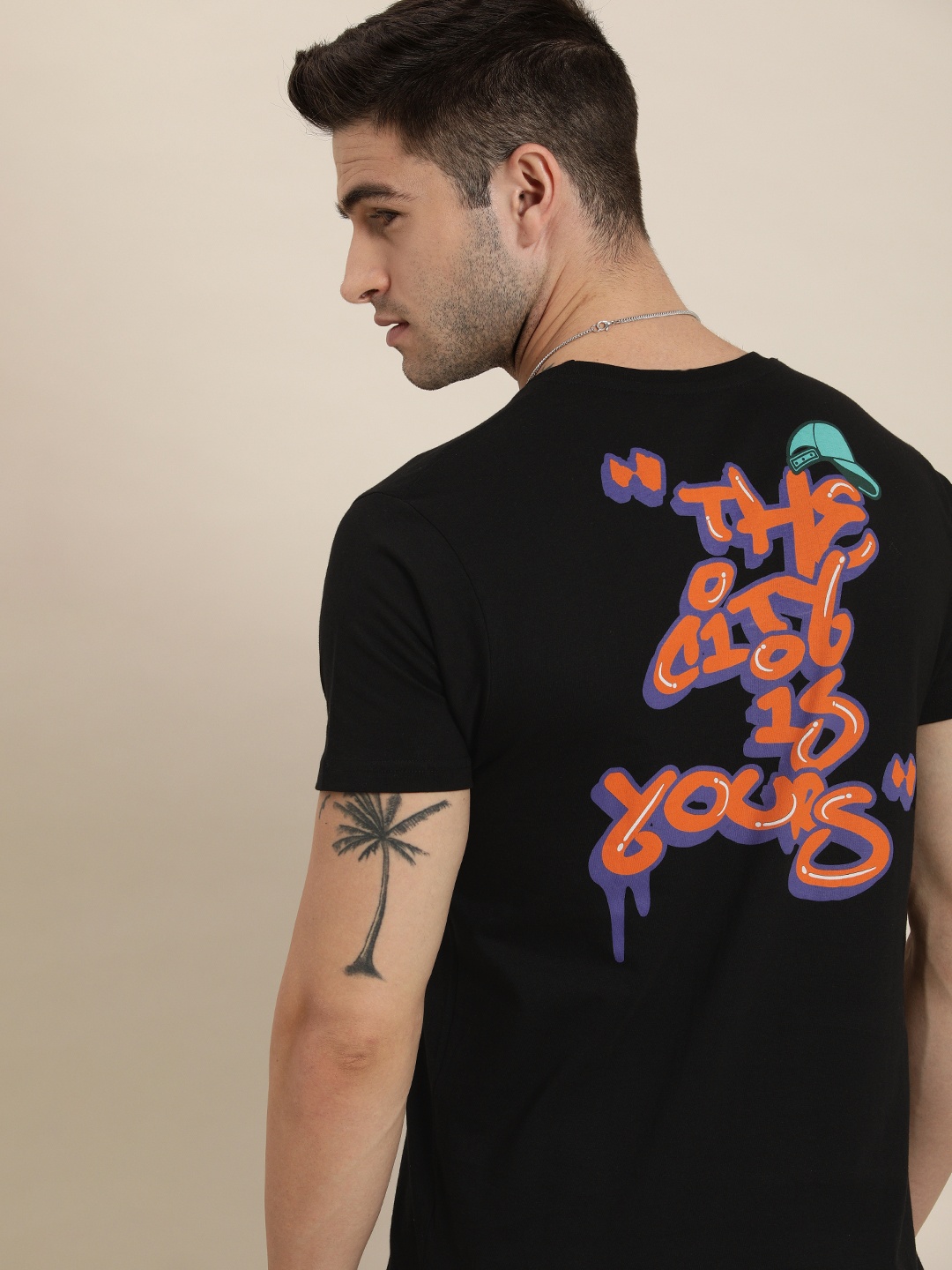 

Moda Rapido Men Black Typography Printed T-shirt