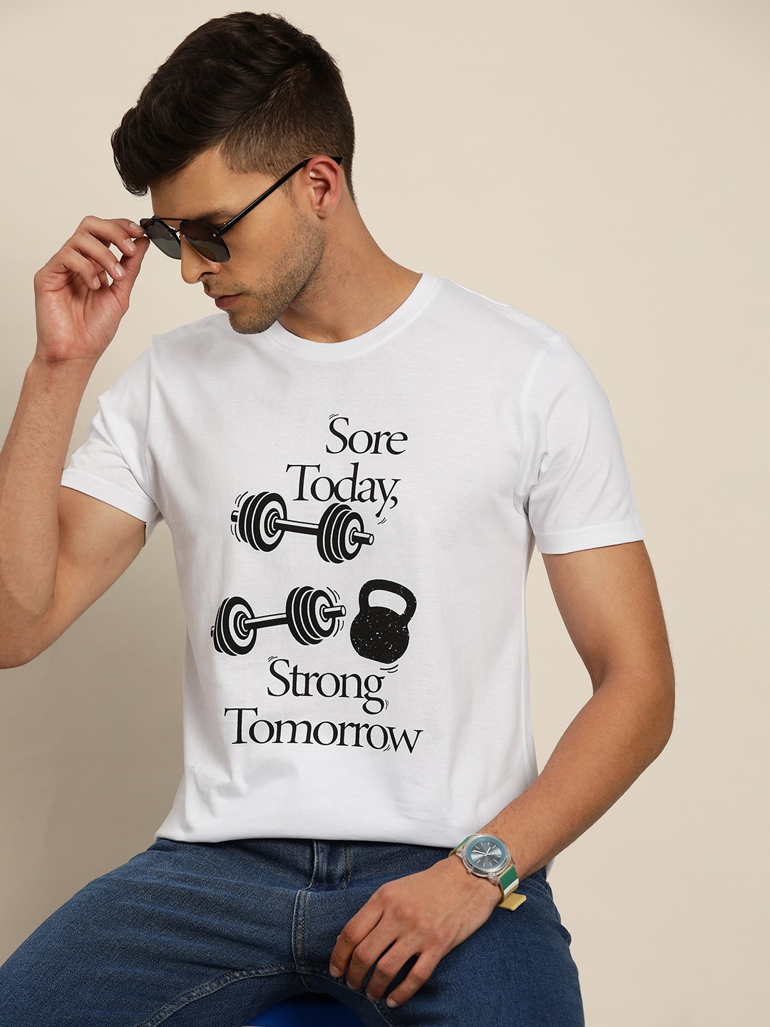 

Moda Rapido Men White & Black Typography Printed Pure Cotton T-shirt