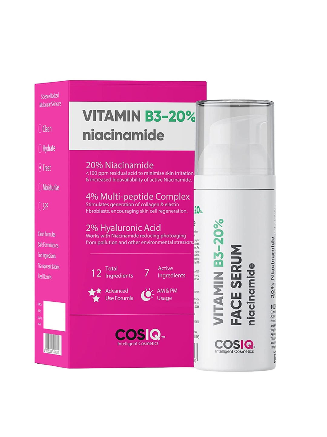 

CosIQ Niacinamide Vitamin B3-20% Face Serum 30 ml, White