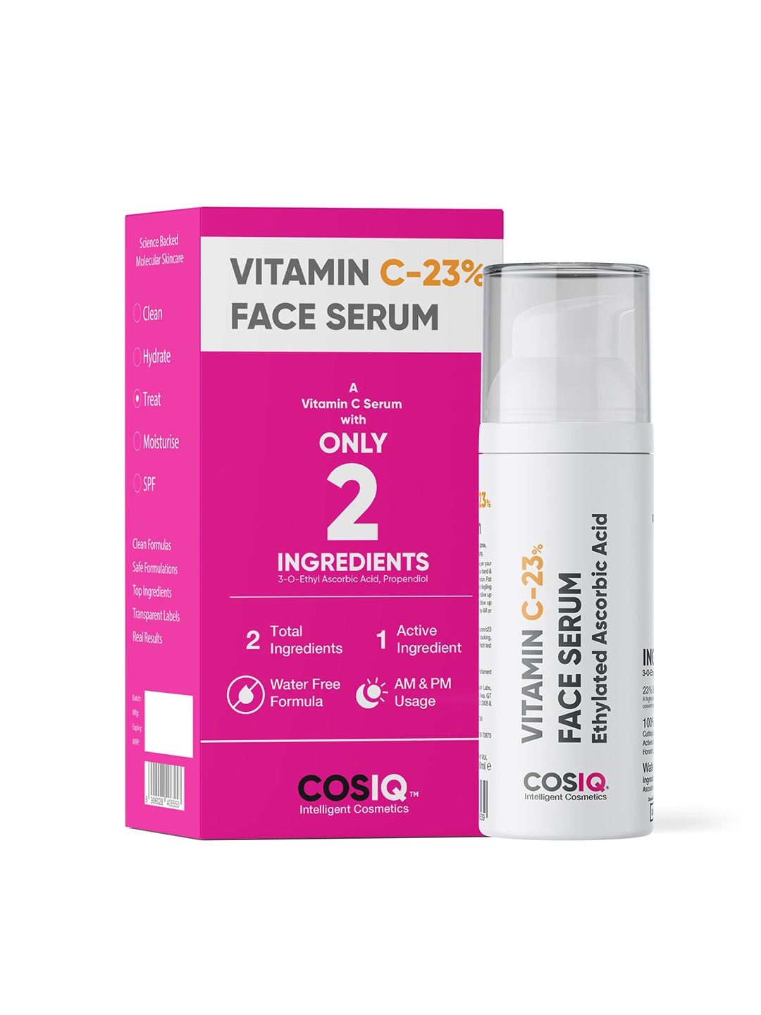 

CosIQ Vitamin C-23% Only 2 Ingredients Face Serum 30 ml, White