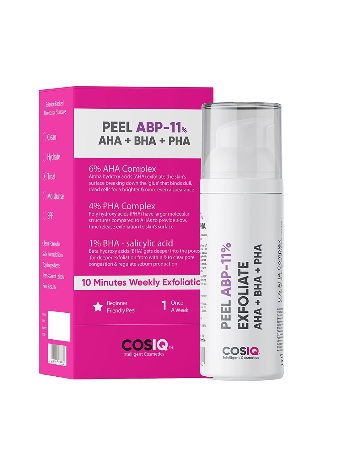 

CosIQ ABP-11% Beginner Friendly Exfoliating Peeling Solution for Weekly Glow - 30 ml, White