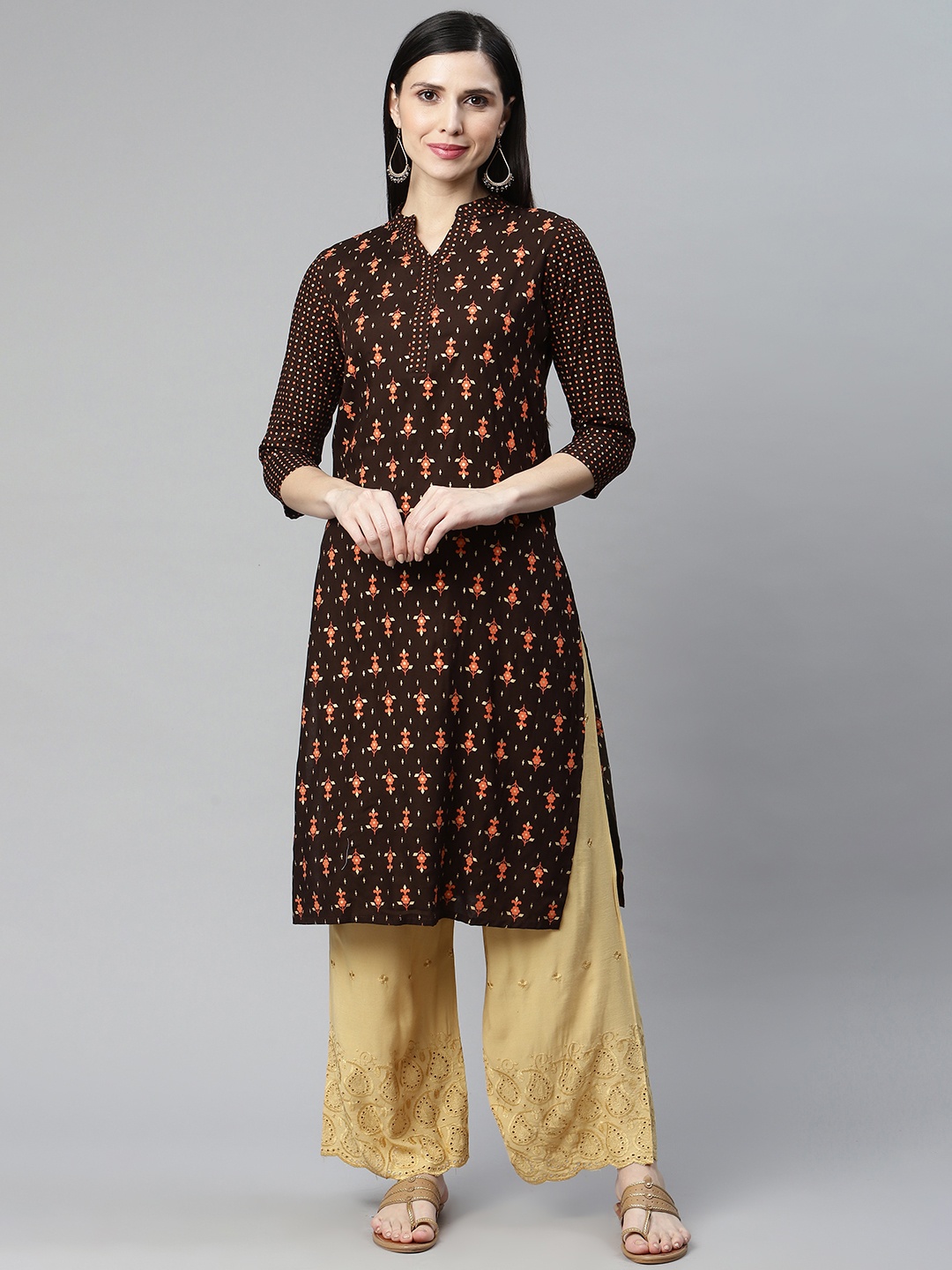 

IRIDAA JAIPUR Brown Ethnic Motifs Printed Kurta